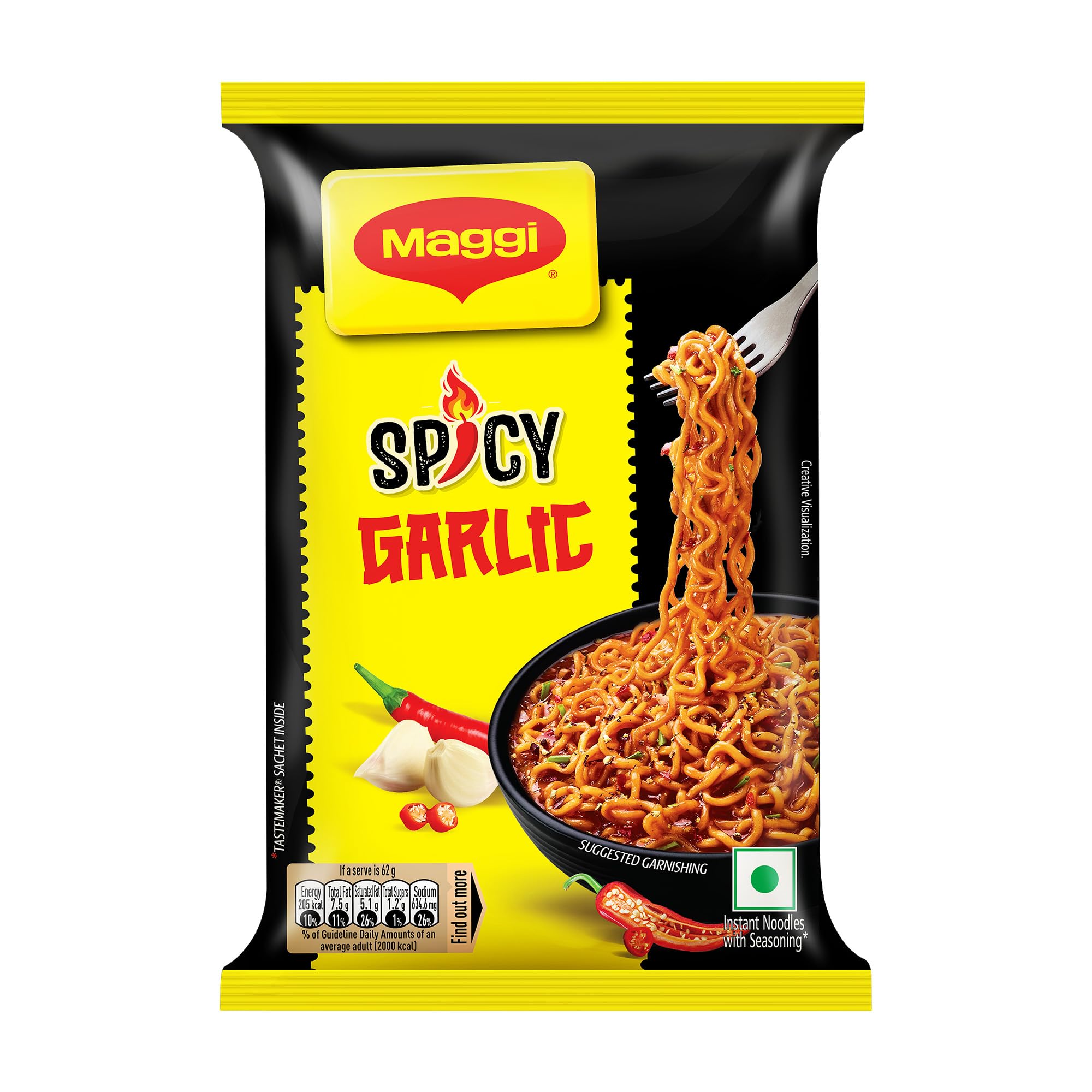 MAGGI Spicy Garlic Noodles, Fiery & Garlic Twist, 62g Pack