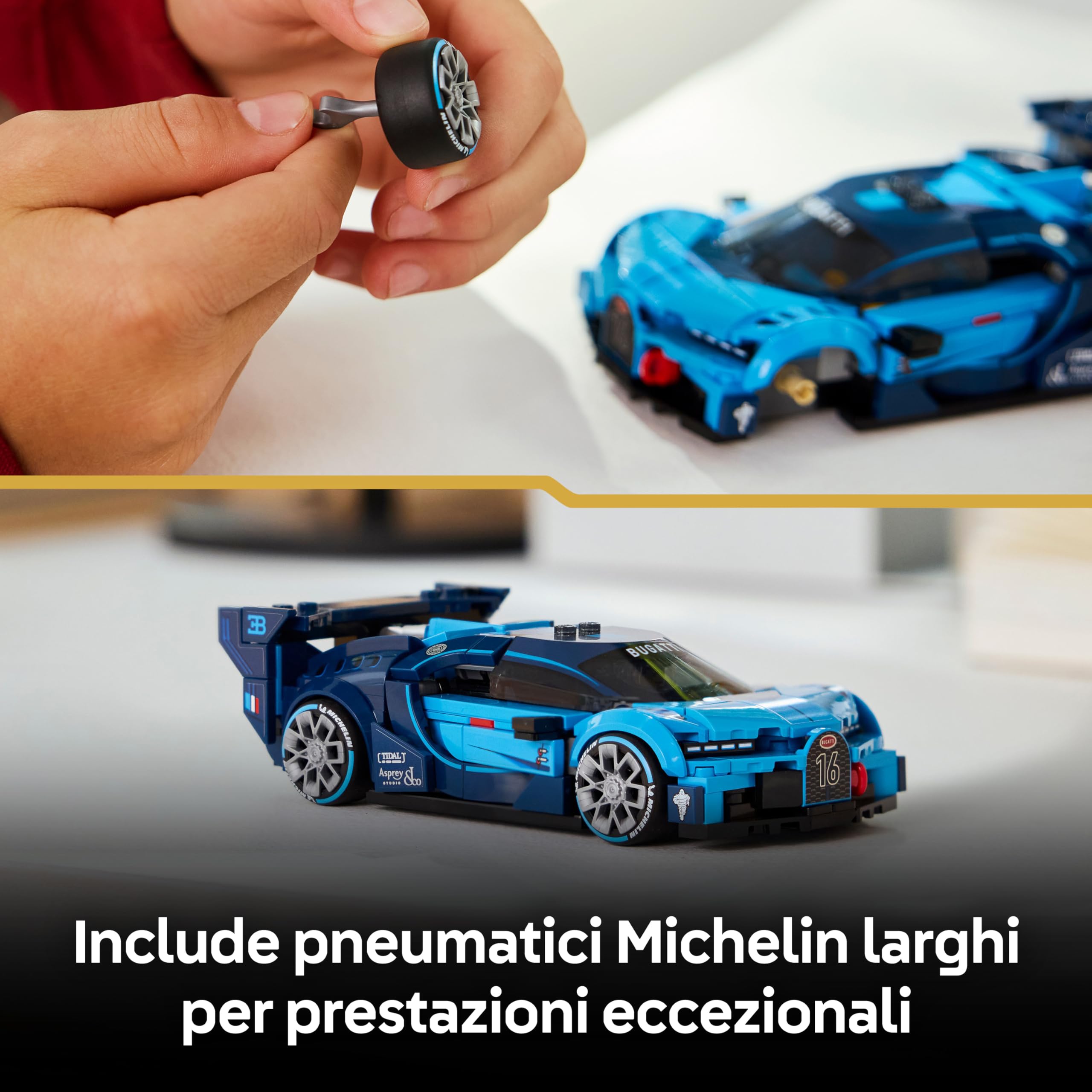 LEGO Speed Champions Super Auto Sportiva Bugatti Vision GT - Modello di Macchina Giocattolo con Minifigure da Collezione - Idea Regalo per Bambini da 9 Anni in su Fan degli Sport Motoristici - 77253