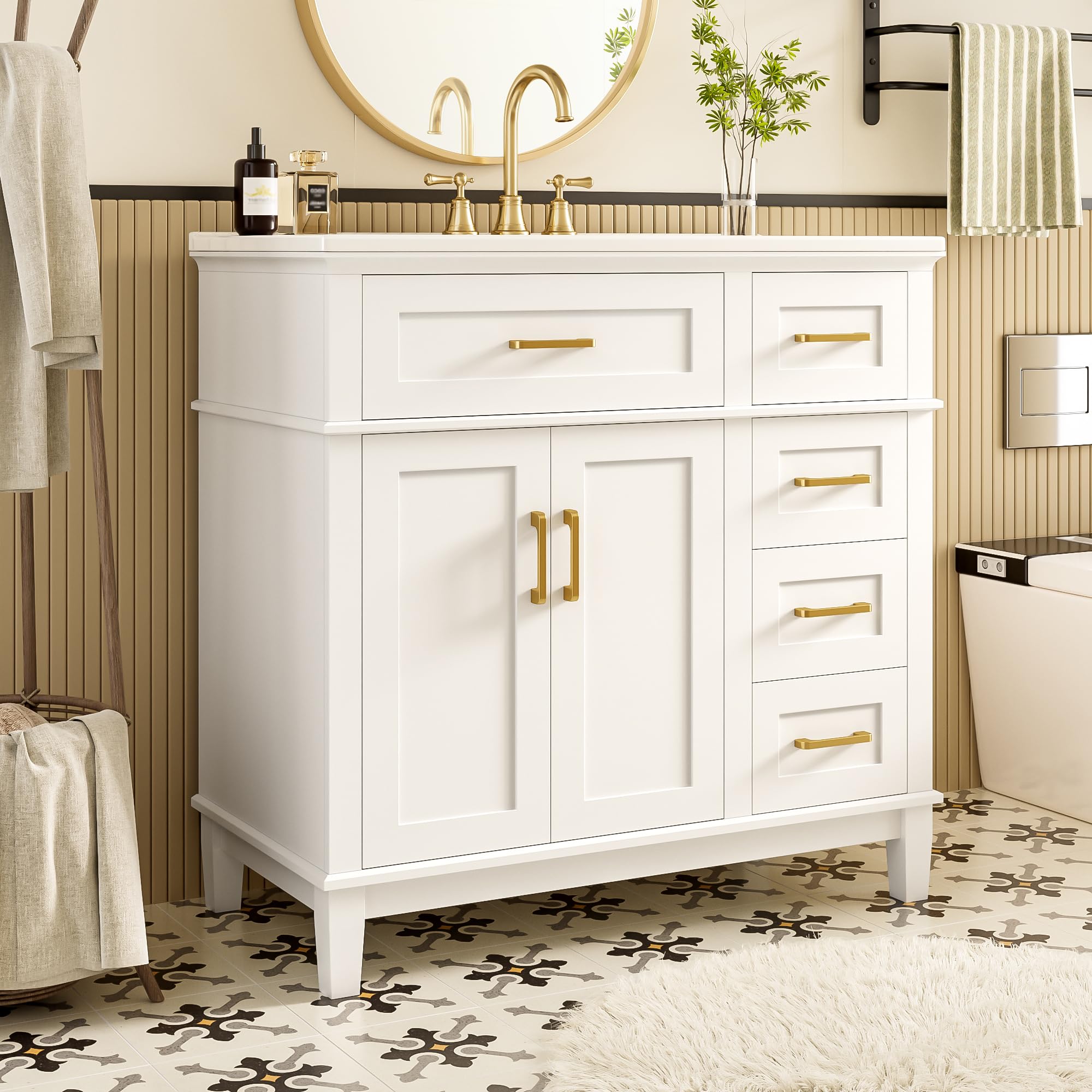 Mueble de baño Shye con estante doble para solucionar la falta de espacio en el aseo