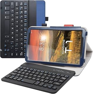 LiuShan Detachable Keyboard Standing PU Leather Cover Case for 8" Sunshine T1 Elite/Foxx T8/Qlink Scepter 8/Sky Devices Elite OctaX/T8 Plus/Xmobile X8/Hyundai Hytab Plus 8WB1,Blue