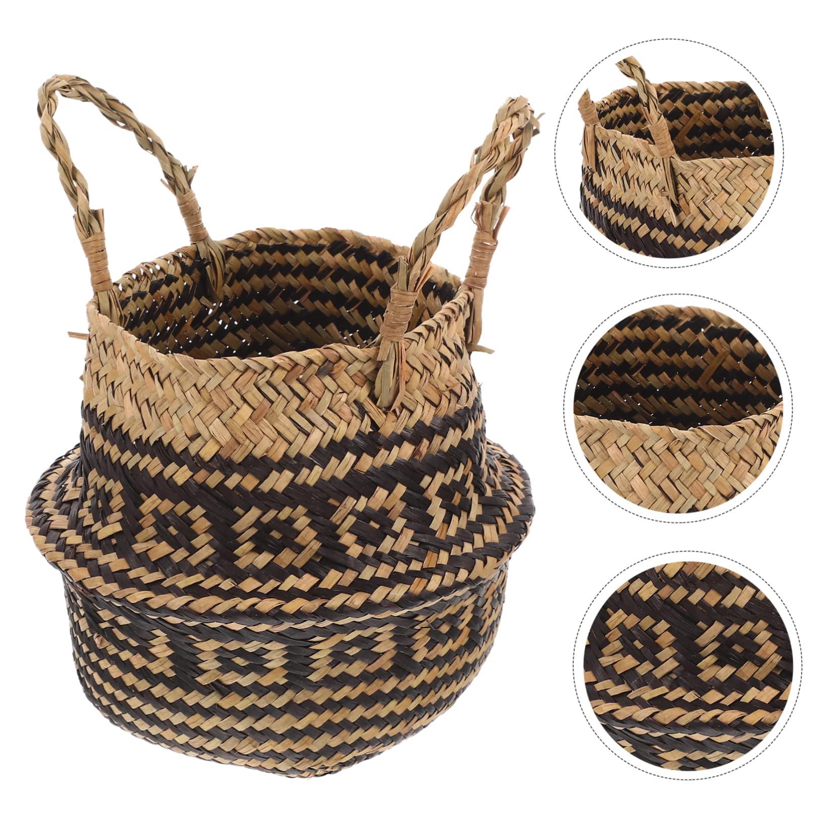 VINTORKY Flower Basket Wicker Storage Wicker Belly Baskets Woven Picnic Basket with Handles Planter Basket Wicker Basket Plant Basket