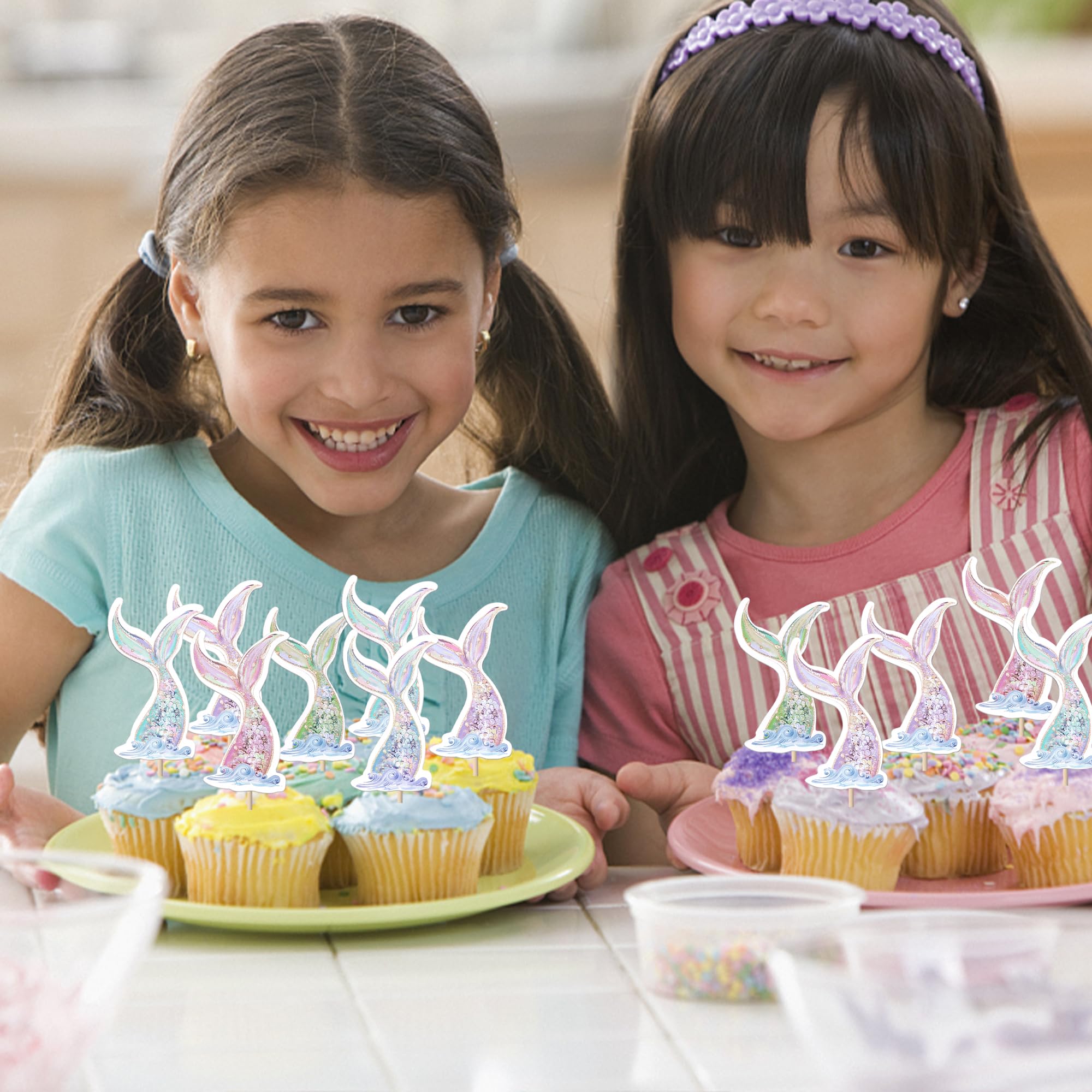 24 Obleas Comestibles Precortadas Para Decoración De Tartas: Sirena 7º Cumpleaños