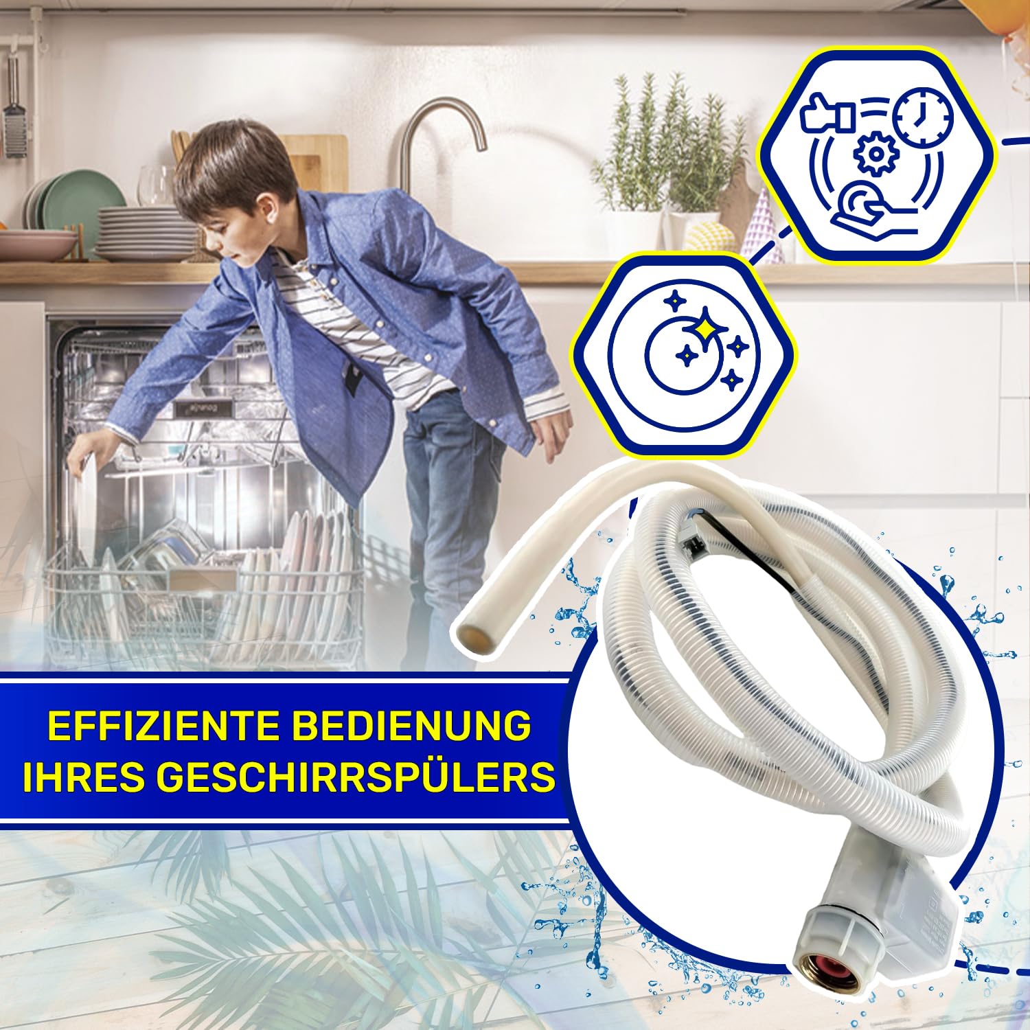 Aquastop Schlauch Spülmaschine 00668113 für Siemens für Bosch für Balay | für Constructa für Neff für Küppersbusch Geschirrspüler - Garantie 10 Jahre - MONTERAL