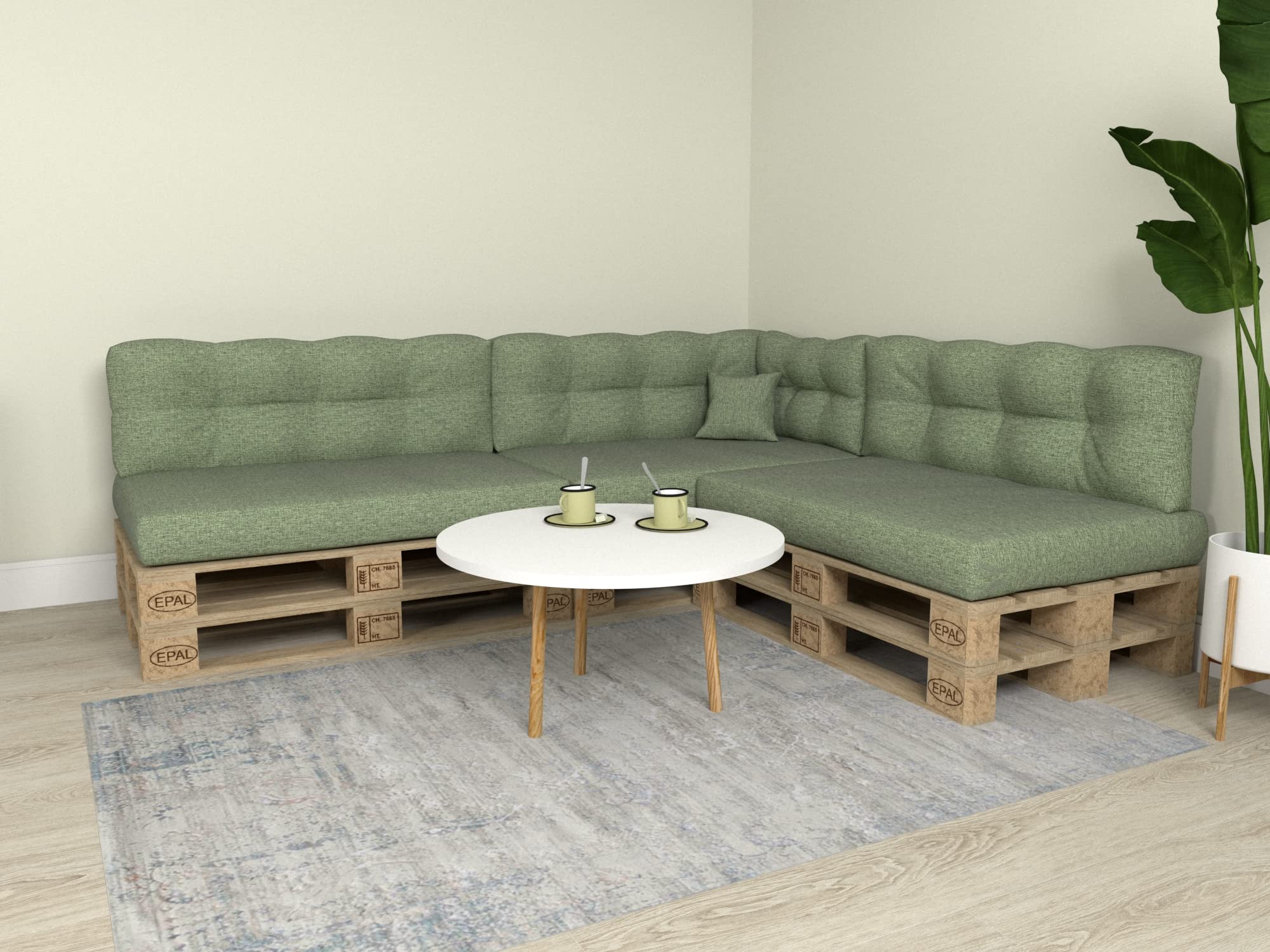 Set di Cuscini per Europallet 8 pezzi 120x80cm 120x40cm 60x40cm 40x40cm verde