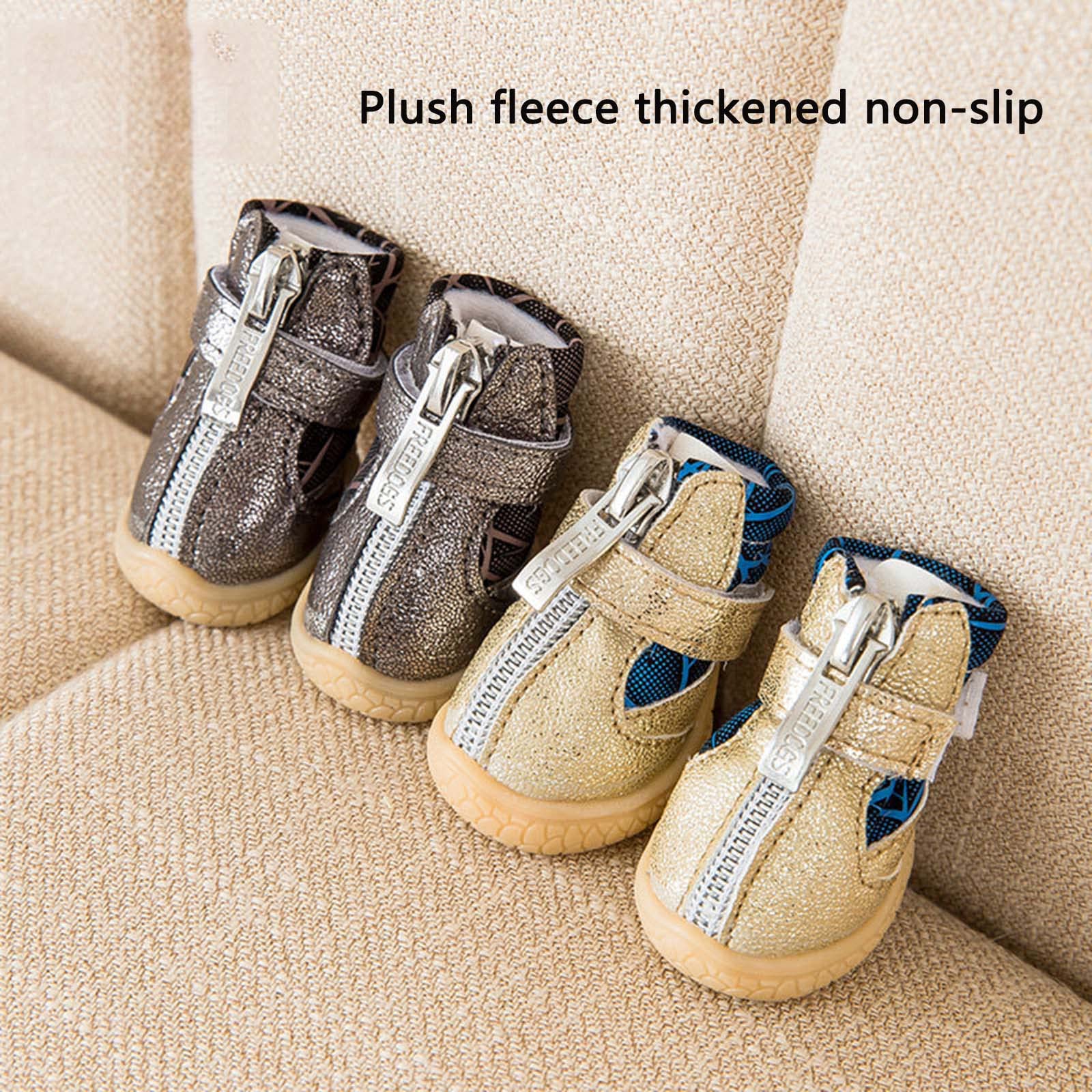 JUSHZ Hundeschuhe Pfotenschutz Dog Shoes Hund Schuhe Puppy 4er-Set Abriebfester Anti Rutsch Frühling Atmungsaktiv Reflektierender Streifen Gittergewebe Mit Reißverschluss (1,red)