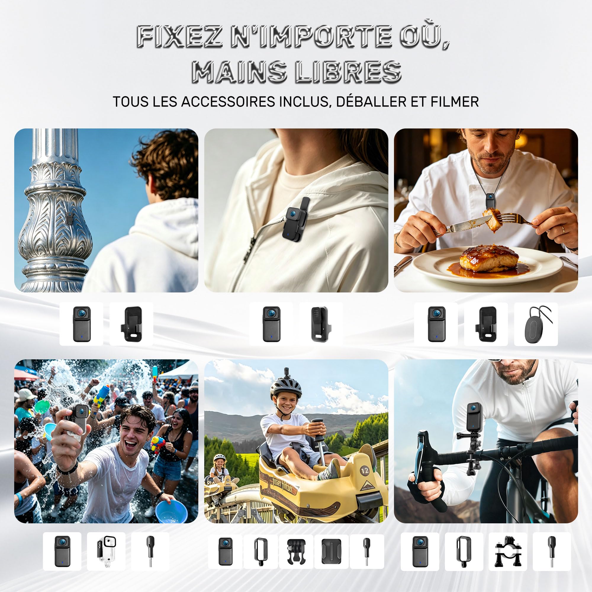 JAXION 2026 Version Caméra Sport 4K 30FPS, 32Go Caméra Corporelle POV Pro, Mini Camera d'action, Camera Portable avec Clip magnétique, Cam de Vlogging pour Vélo, Ski, Plongée,Conférences et Promenades