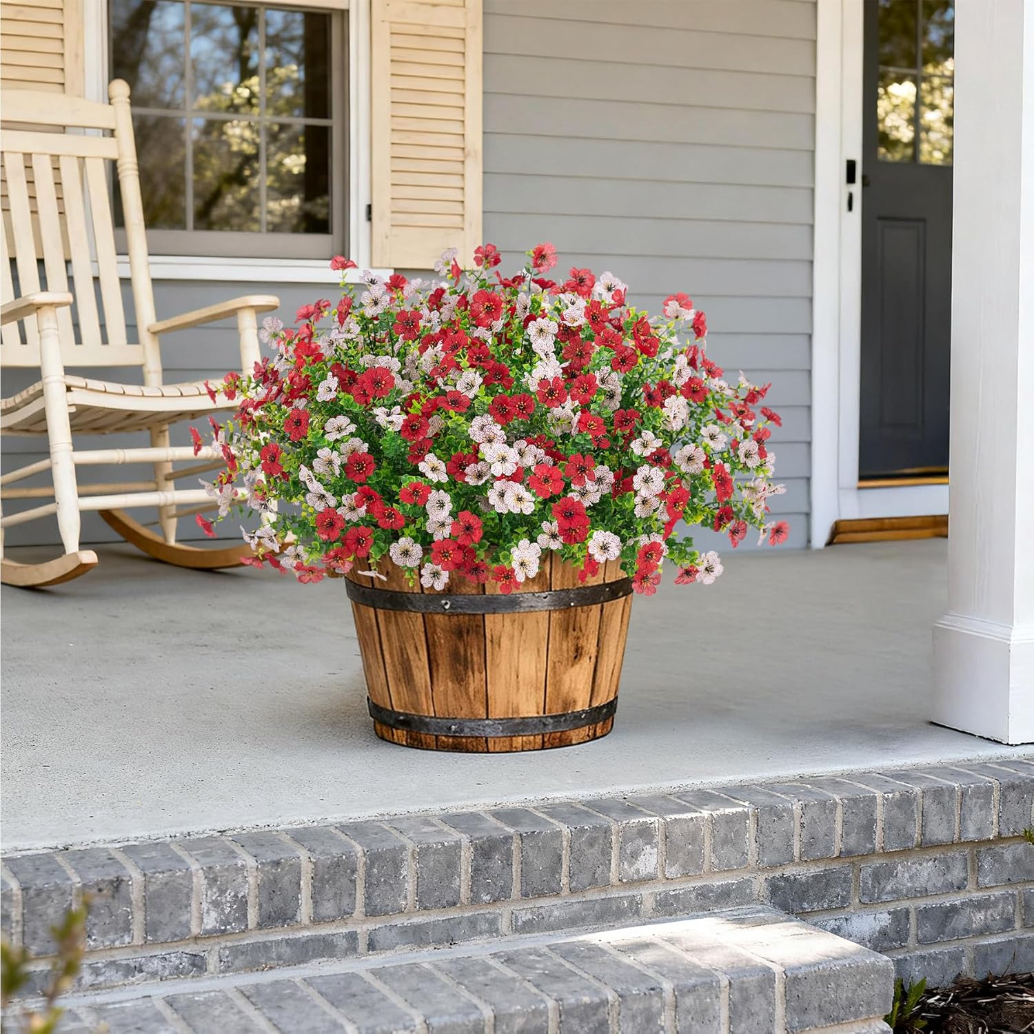 Artificial Fake Flowers Plants for Outdoor Spring Summer Decor, 12 Bundles Faux Silk Flowers for Outdoor Outside Planter Colorful Daisy UV Resistant Look Real for Front Door Porch Patio Yard - Image 5