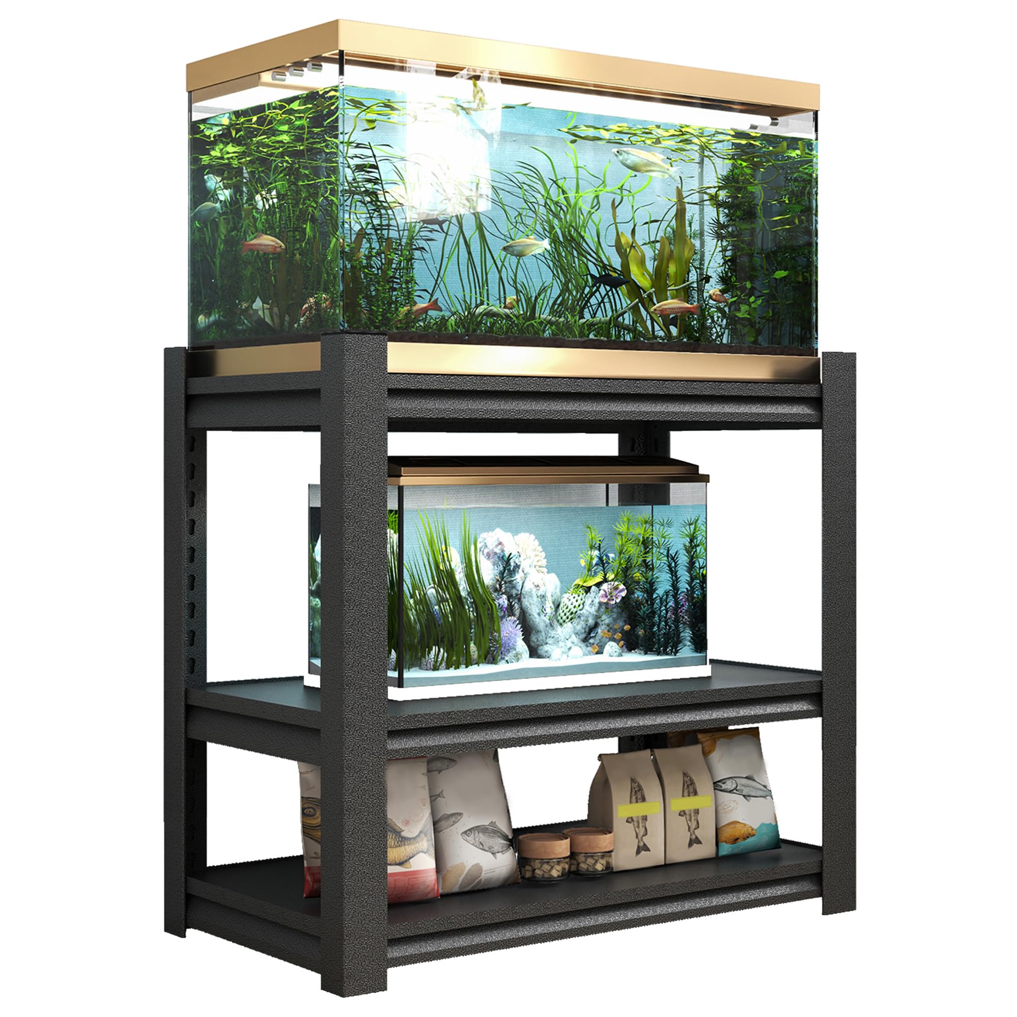 RLRO 40-50 Gallon Fish Tank Stand, Metal Aquarium Stand With 3 Tier Adjustable Storage Shelves, Heavy Duty Reptile Tank Stand, 660lbs Capacity, Tank