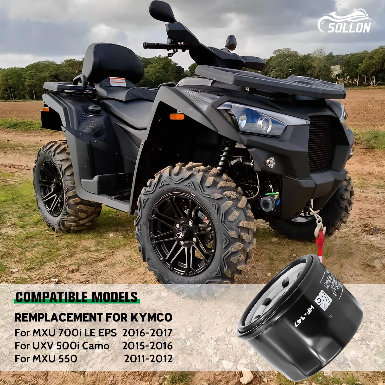 Filtro olio moto 147 per Kymco MXU 500/MXU 700i 2015-2017/Myroad 700 2009-2012/UXV 500 2009-2014/UXV 700i 2015-2017/Xciting 500 2005-2009