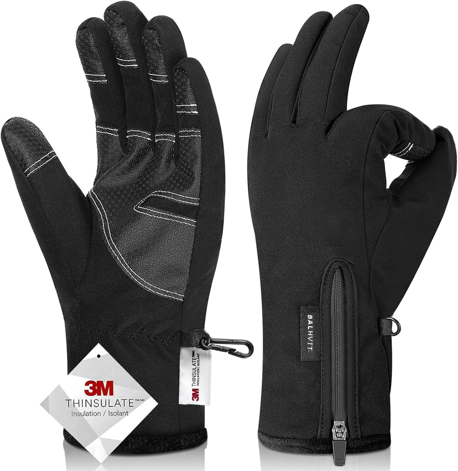 10โ Waterproof Winter Gloves for Men & Women, 5-Layer Ski & Snow Gloves for Cold Weather, Breathable Warm Gloves with Touch Screen Fingers