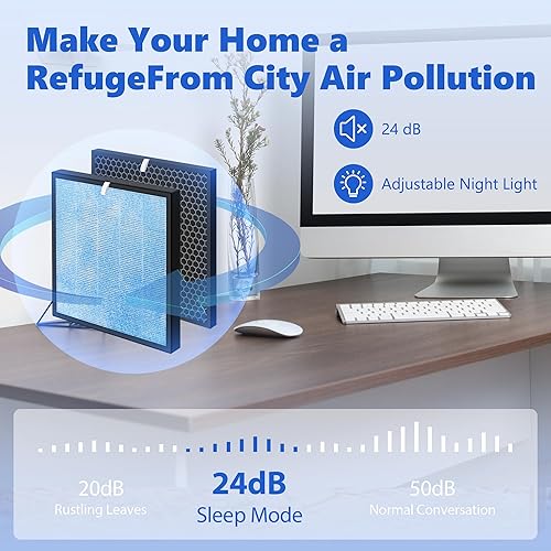 Miniatura 8 de DESENRUIS Filtro de repuesto, filtro HEPA H13 4 en 2, filtro de carbón activado, paquete de 2