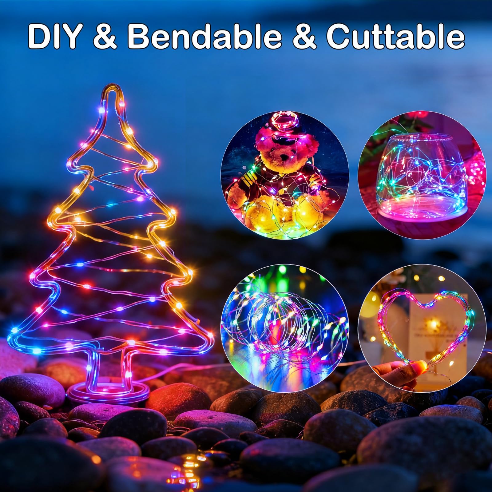 10 Stück 3 m 30 LED-Lichterketten für Einmachglas, 7 Modi mit Timer, wasserdichte Lichterkette, verbesserte Batterie (im Lieferumfang enthalten, Einmachglas, Weihnachtsdekoration (mehrfarbig)