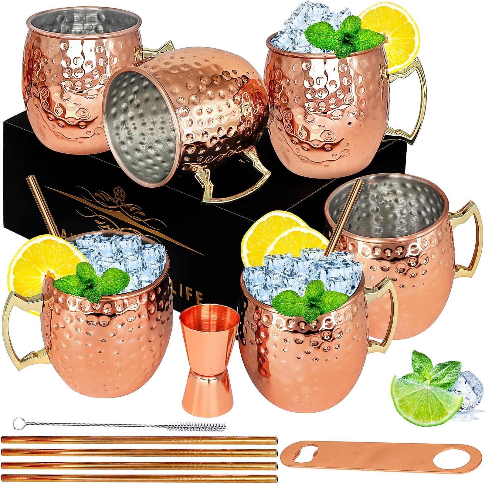 Advanced Mixology [Gift Set] Mule Science Moscow Mule Mugs Set of 4 (19 oz. large