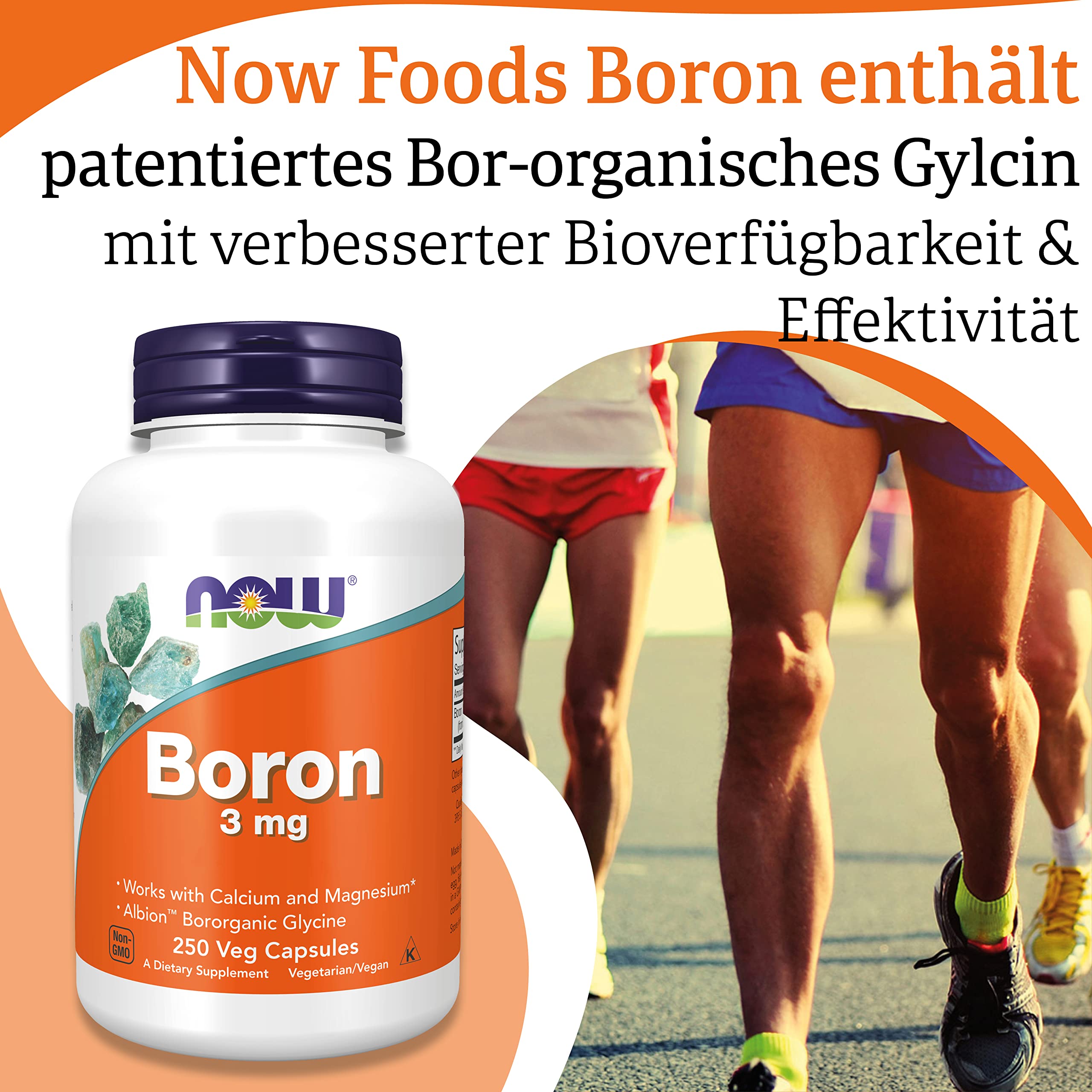 Now Foods, Boron (Bor), 3mg, 250 vegane Kapseln, Laborgeprüft, Glutenfrei, Sojafrei, Ohne Gentechnik, Vegetarisch