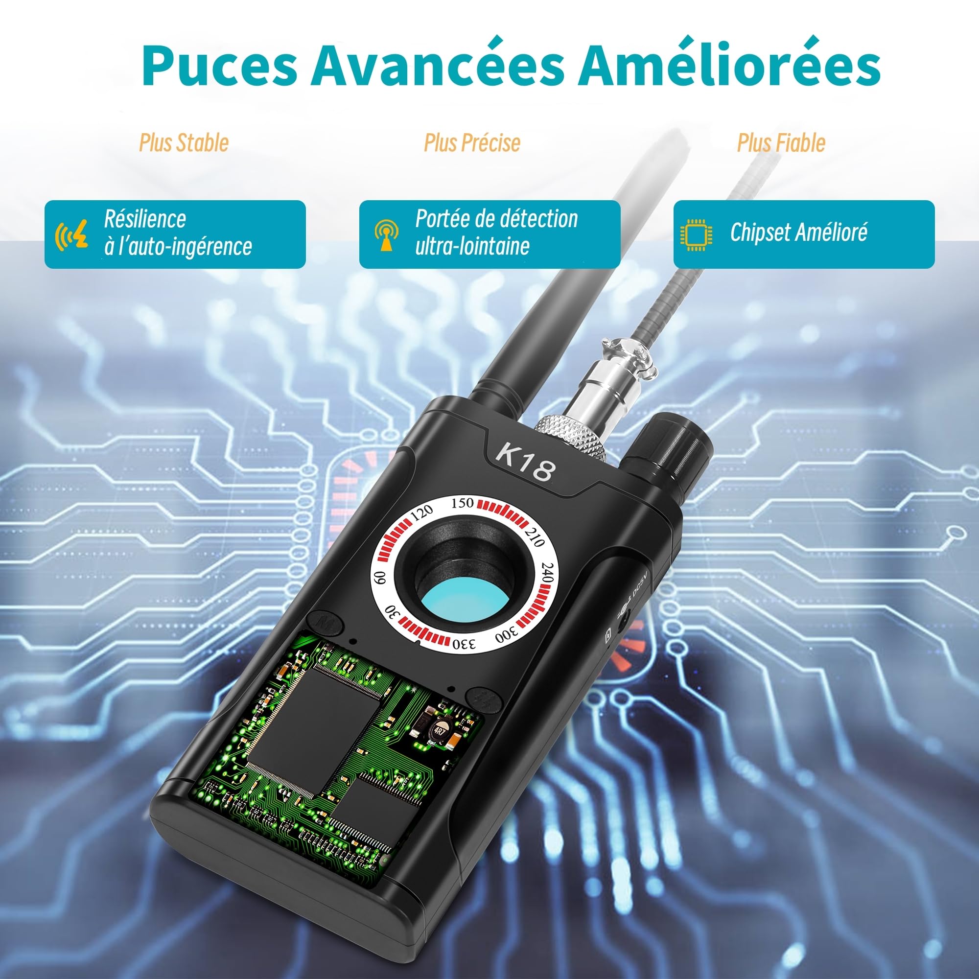 Détecteur Caméra Espion – Micro Espion Détecteur, Bug Détecteur RF sans Fil, Détecteur de Micros GPS, Scanner de Signal RF sans Fil, Détecteur pour Hôtel, Maison, Bureau
