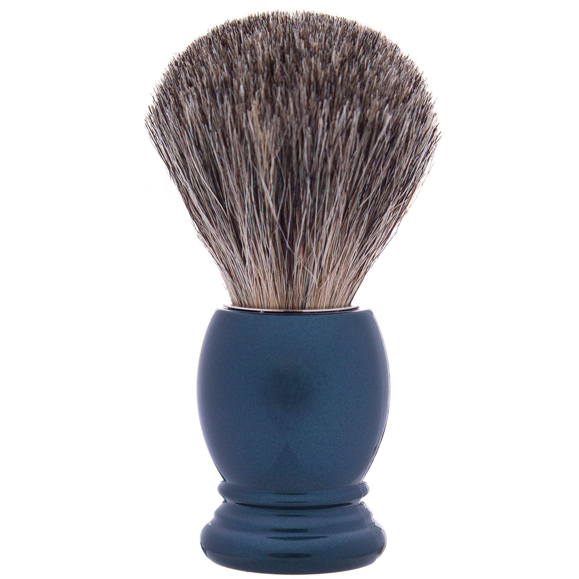 Plisson - Blaireau de Rasage Classique, Blaireau Poil Naturel Gris de Haute Qualité - Manche Gris Nacré - Taille 12 Standard - Confort et Douceur - Fabrication Française