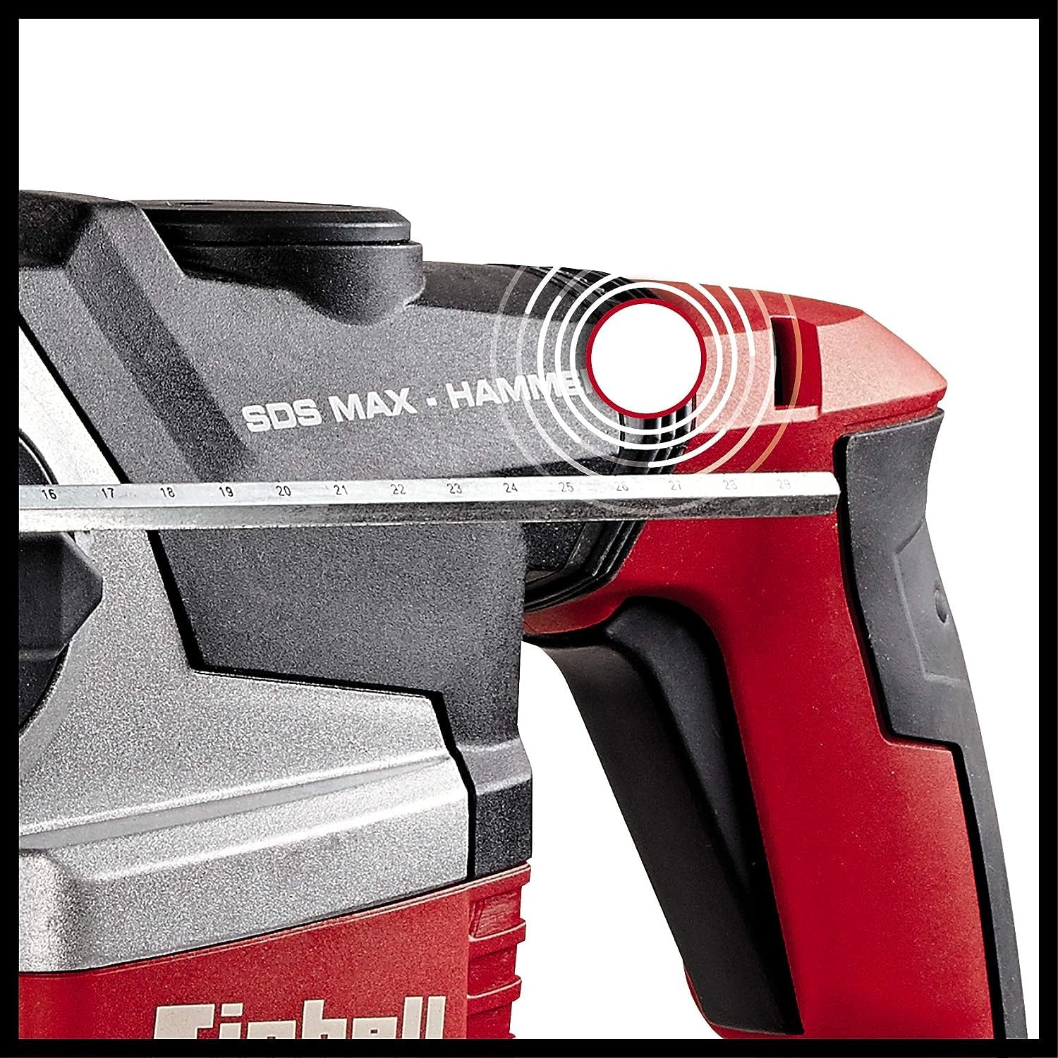 Einhell Młot udarowo-obrotowy TE-RH 38 E (1050 W, 9 J, wydajność wiercenia Ø 38 mm, uchwyt SDS-Max, metalowy ogranicznik głębokości, tłumienie wibrracji ze wskaźnikiem docisku, walizka)