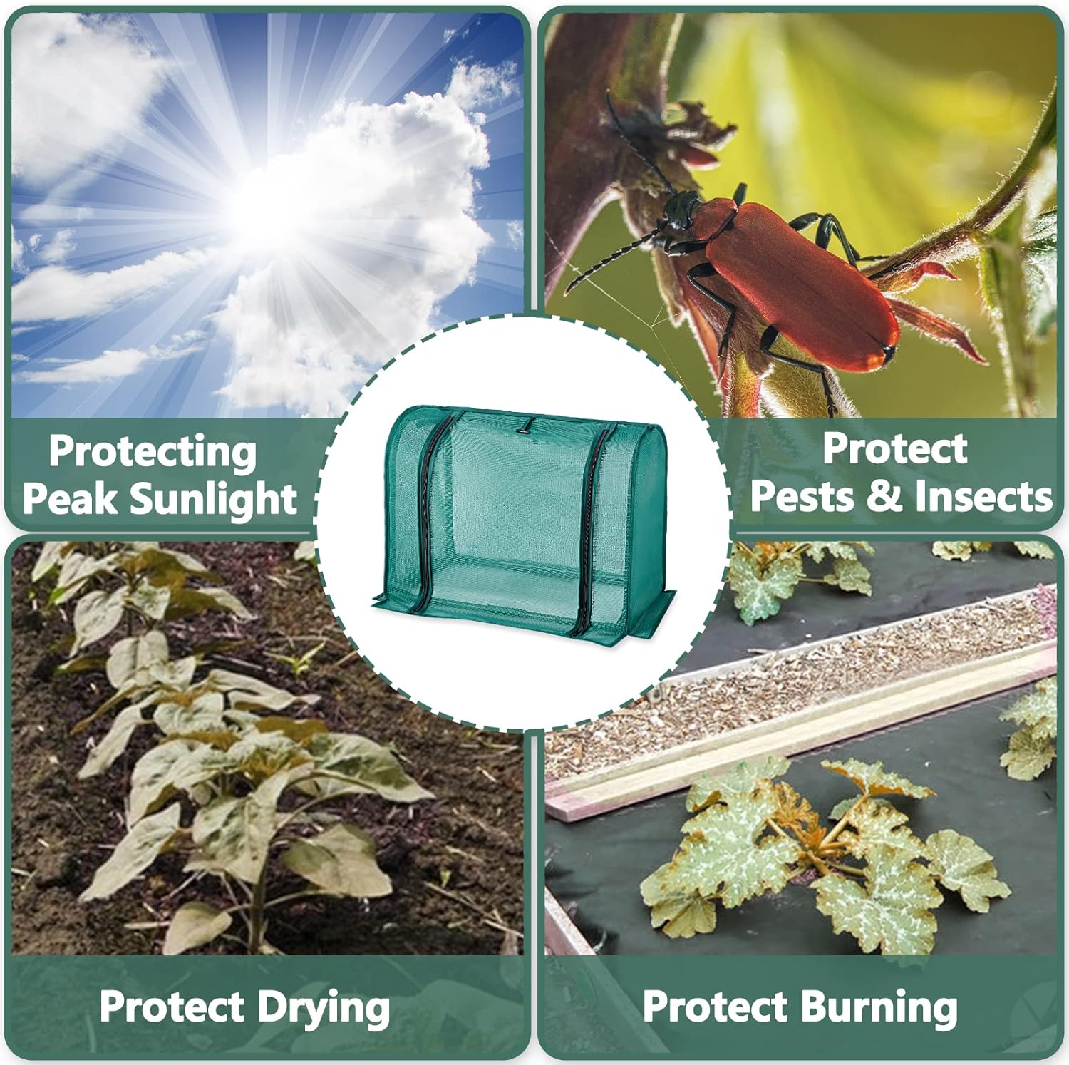 2 Pack Mini Plant Shades for Outdoor Plants, Garden Netting Cover, 30% Sunblock for Succulents, Flowers, Outdoor - 23x12x16.5 Inches