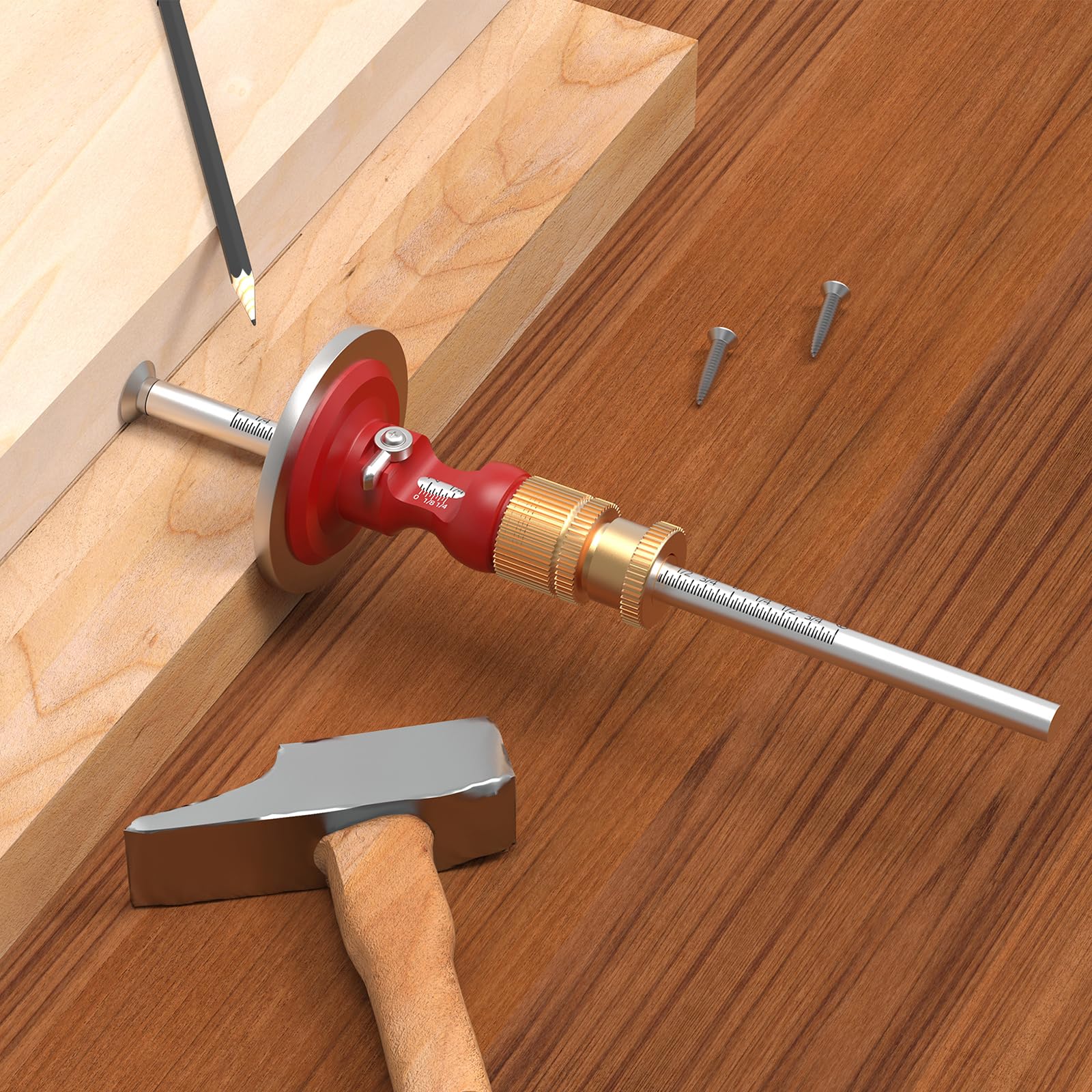 Heavy fog mountain HFM Wheel Marking Gauge Solid Machined Brass Head, Marking Gauge Woodworking, Wood Scribe Tool, Woodworking Gauges.