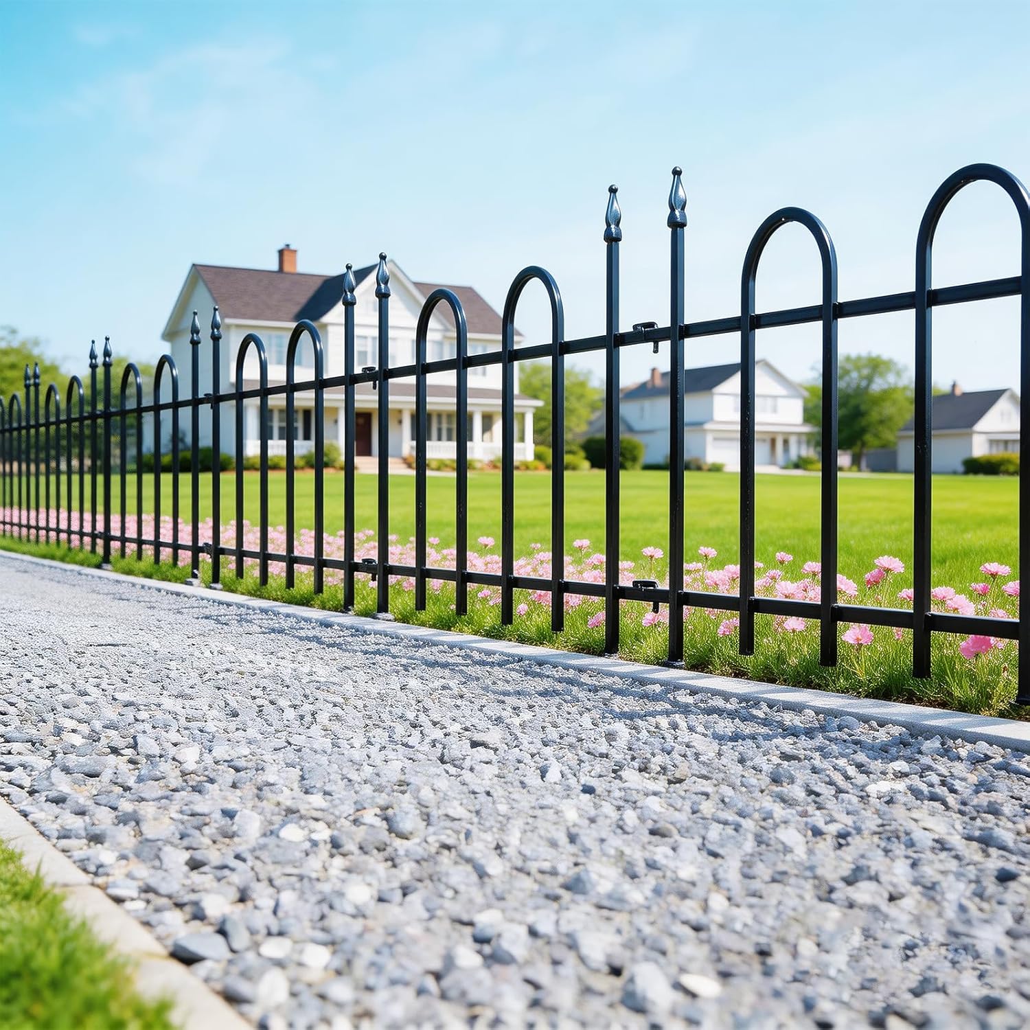Decorative Metal Garden Fence 19" H x 22" L (4 Panels, Total Length 7.2 feet) Metal Border Folding Fence, Landscape Fencing for Yard, Animal Barrier,Flower Bed