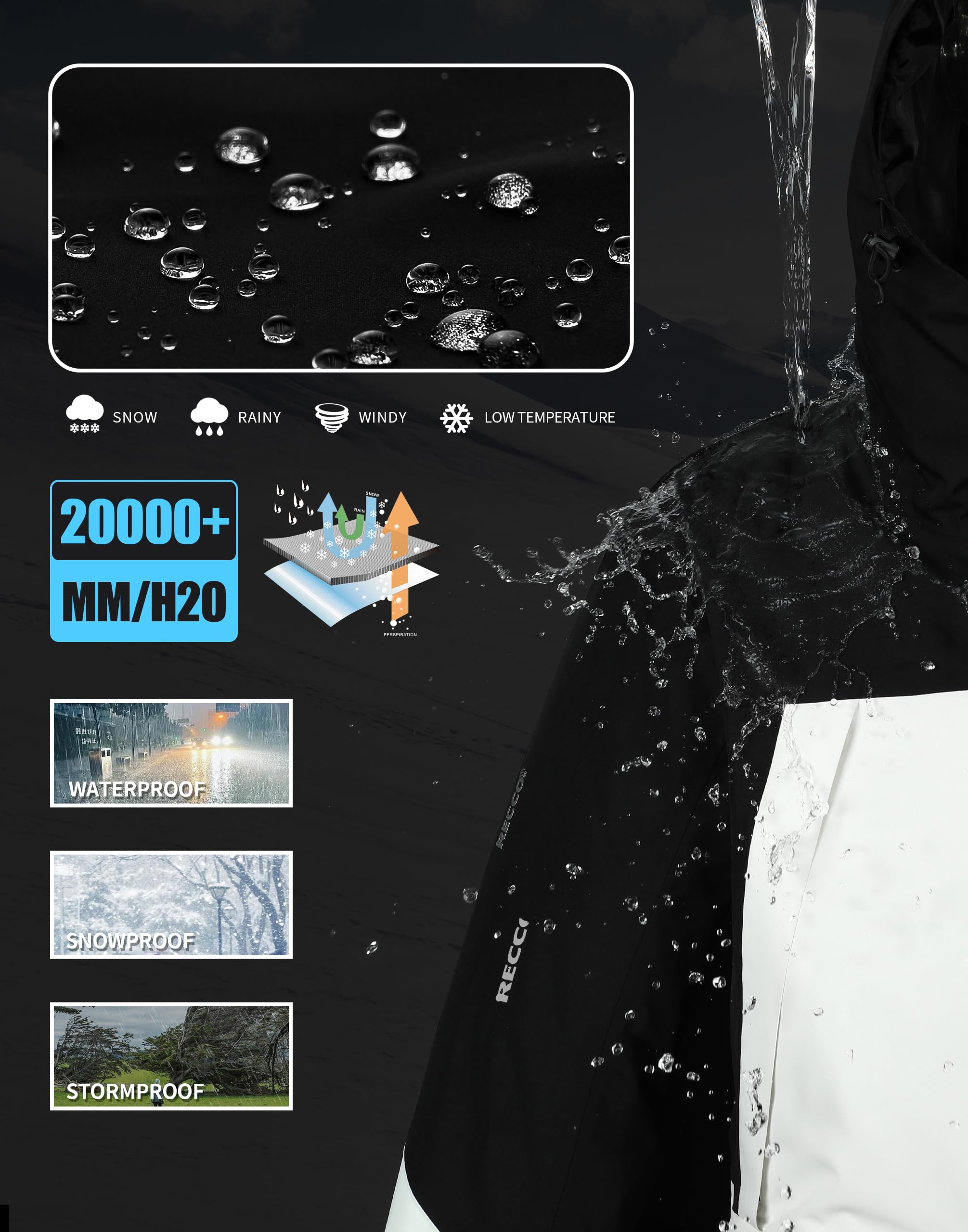 Pioneer Camp Giacca da sci con RECCO® REFLEKTOR impermeabile da uomo Giacca da snowboard antivento Giacca invernale calda da esterno con cappuccio