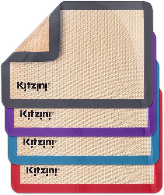 Kitzini Silicone Baking Mat Set. Non-Stick Silicone Mats for Baking. 4 Half Baking Sheets. BPA Free. Professional Grade Silicon Baking Sheet. Silicone Baking Mats for Cookies, Macarons & Pastry
