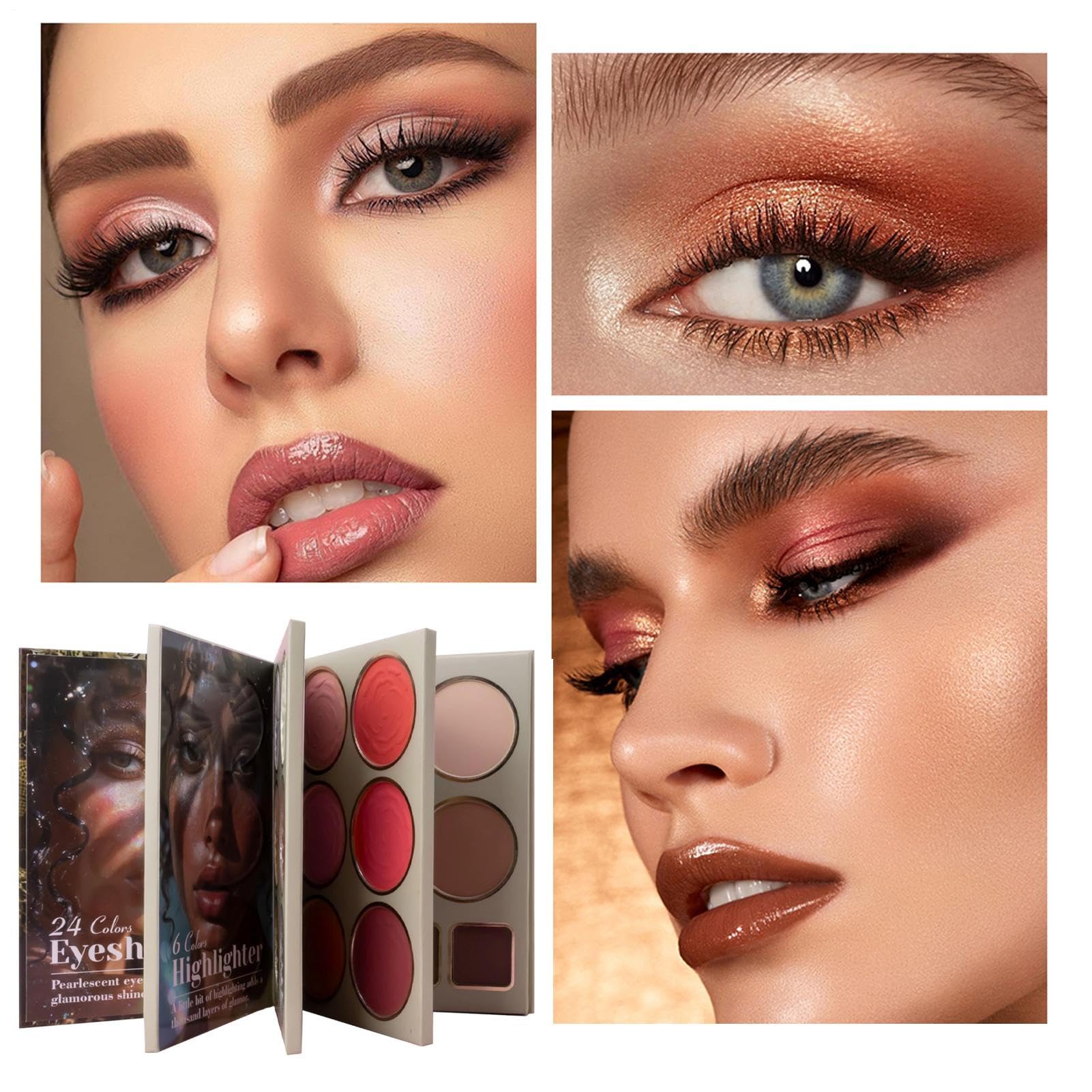 Palette di trucco, 4 illuminanti miscelabili, set cosmetico, palette di ombretti pigmentati, per donne e ragazze, per tutti i tipi di pelle, compleanni, Natale, feste, appuntamenti