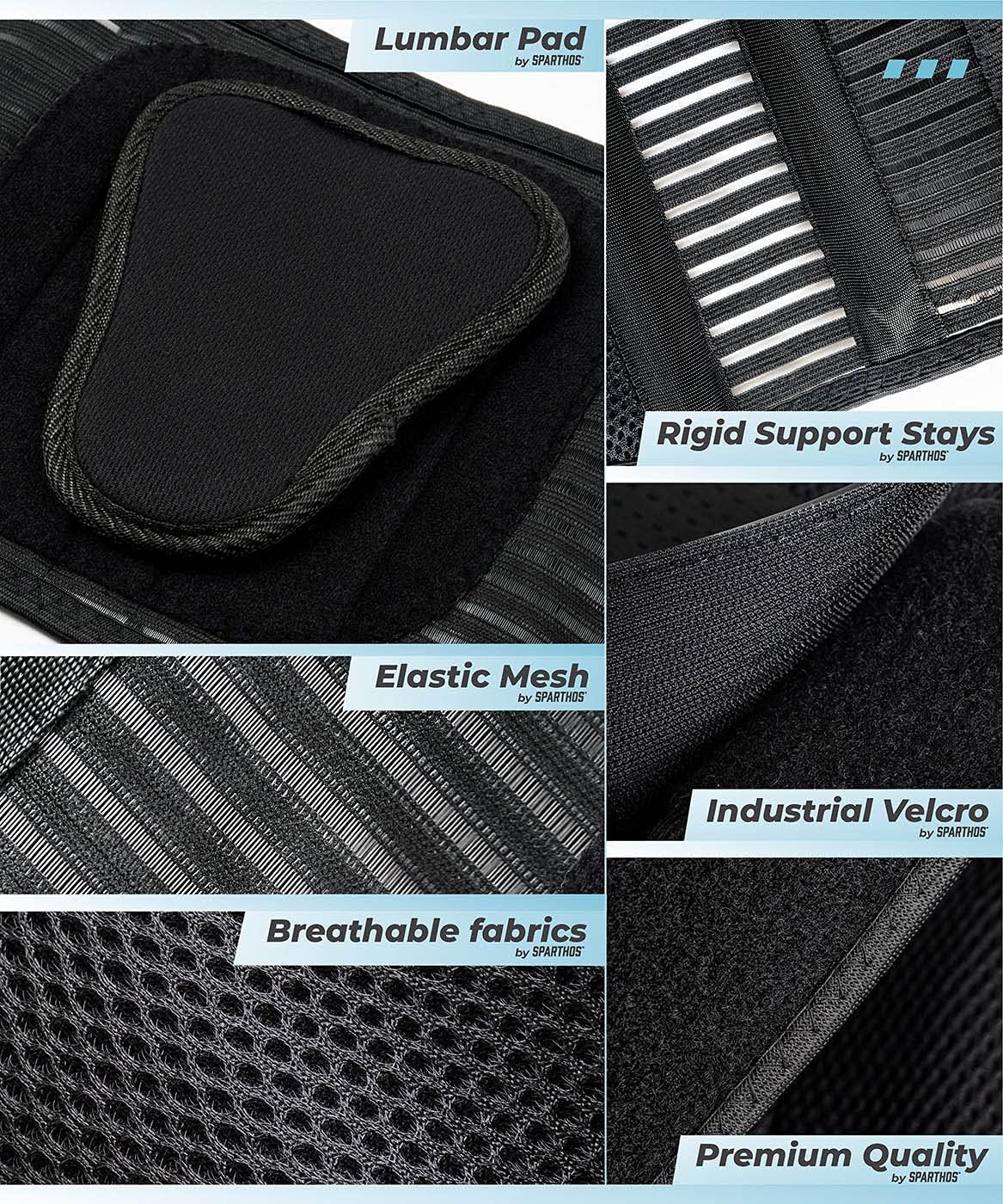 Back Support Belt by Sparthos - Relief for Back Pain, Herniated Disc, Sciatica, Scoliosis and more! - Breathable Mesh Design with Lumbar Pad - Adjustable Support Straps - Lower Back Brace -Size Small : Everything Else