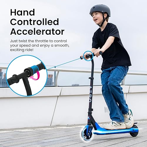Miniatura 2 de Aero iSporter Kids Electric Scooter Hand Acceleraor & LED Lights Electric scooters for Boys Girls Ages 6-12 Rubber Deck Mat, Battery Indicator&