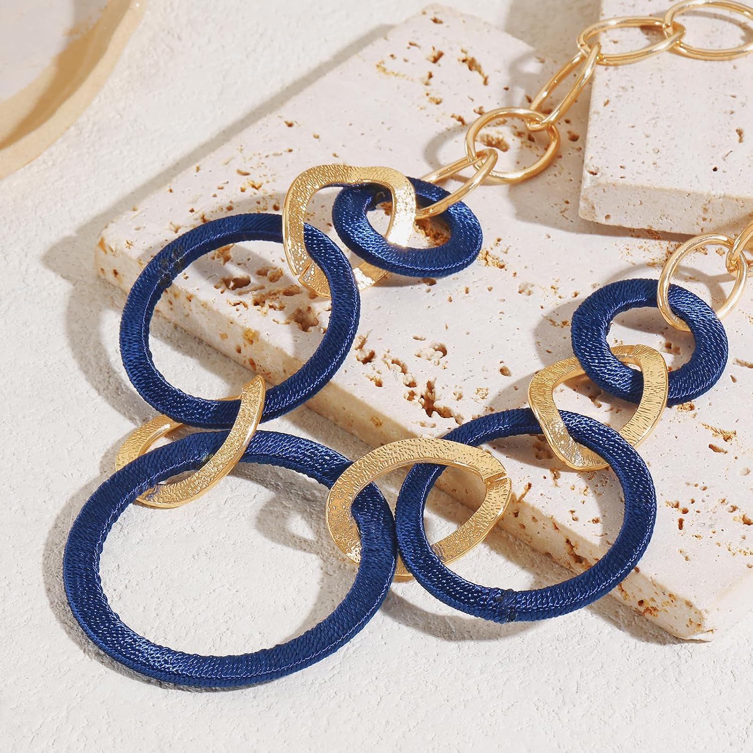 Coiris Chunky Necklace For Women Orange Large Collar Statement Necklace Handmade Cotton Thread Winding Round Buckle Chain Jewelry Gift For Her