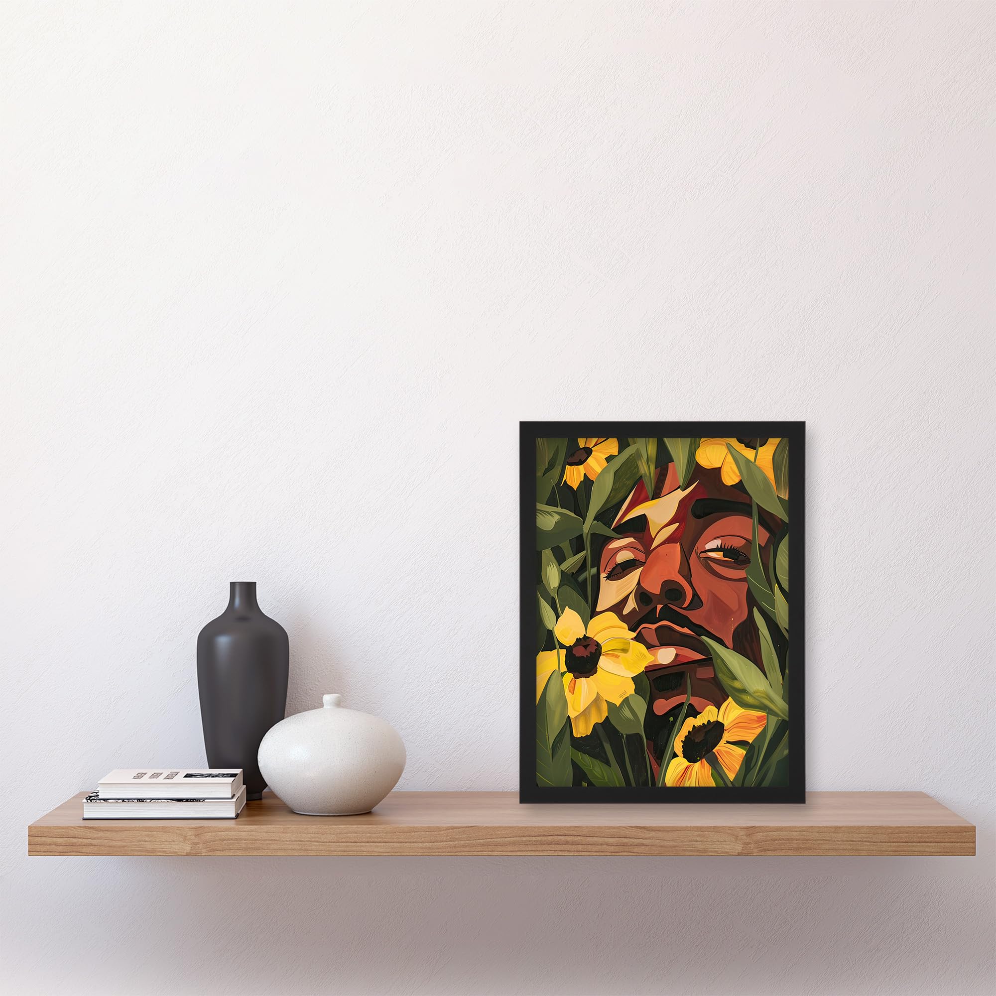 Artery8 Rapper Yellow Flowers Music Portrait Painting Living Room Artwork Framed Wall Art Print A4, Framed A4, 32.3L x 23.4W cm - Image 4