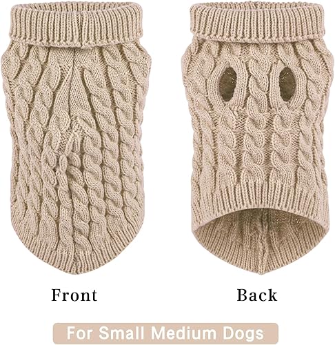 Vista 11 de Winmany Suéter de punto de cuello alto para mascotas, abrigo de invierno, suéter de punto grueso, ropa de ganchillo para perros pequeños y medianos