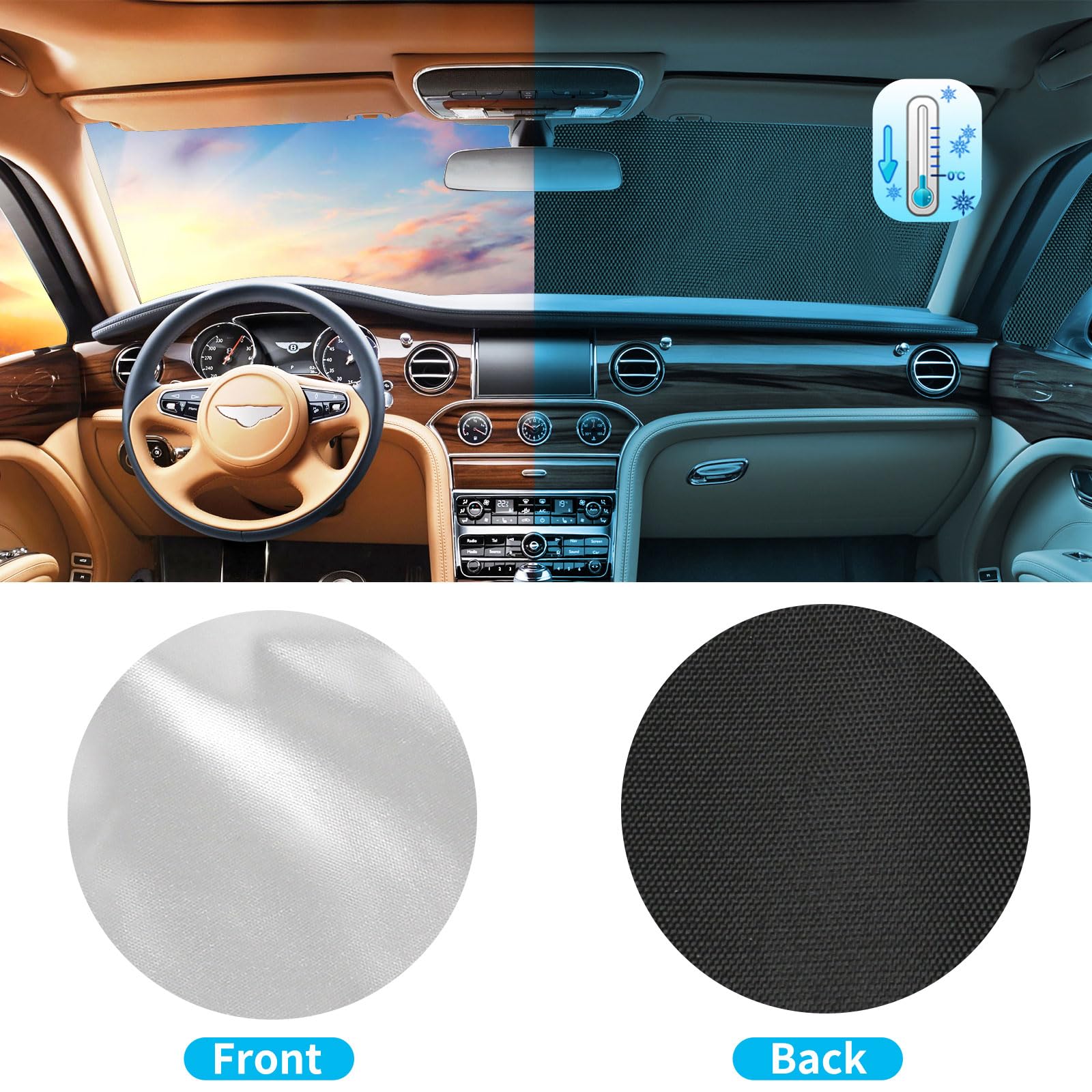 Copertura Termica Esterna per Parabrezza per Ford Transit Van MK7 2006-2013 | per Tetto Medio e Basso, Opaltool Luxus Copertura Argentata per Parabrezza Antigelo con Funzione Oscurante