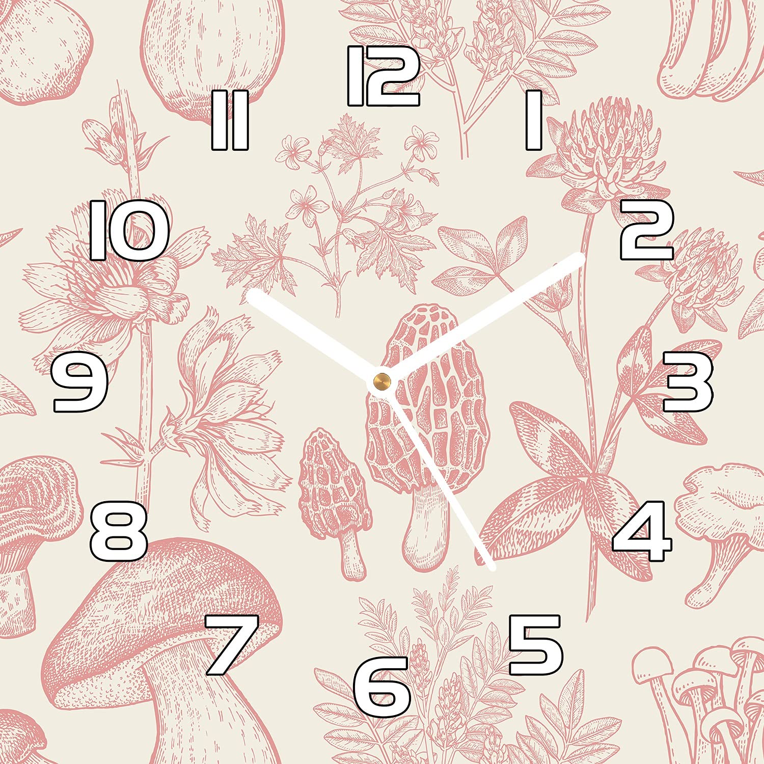Horloge en Verre Anti-Humidité pour Cuisine et Salon Déco Plantes Forestières 30x30
