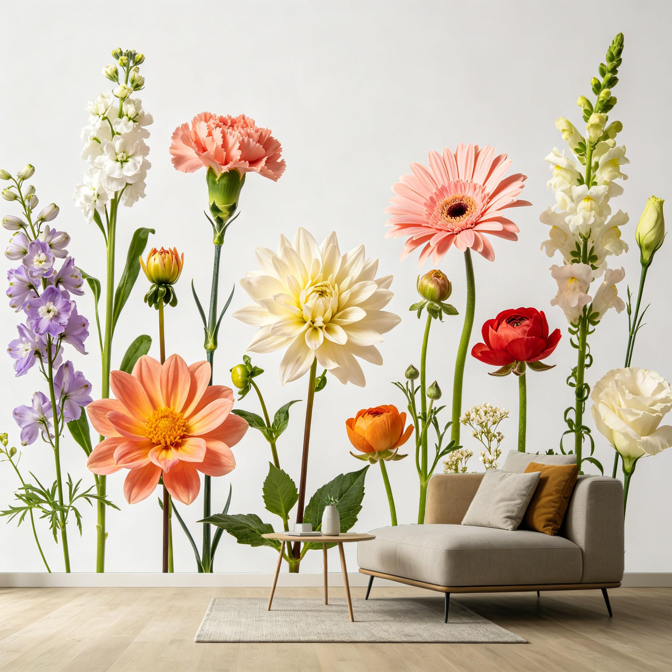 Custom Size Wall Murals Botanical Watercolor Floral Spring Bouquet SelfAdhesive Wall Fabric Removable Large Wallpaper for Photo Living Room Interior Decor Home Art Mural