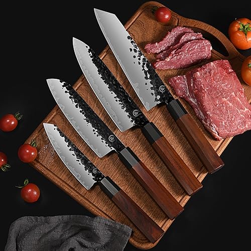 Miniatura 6 de LIFVCNT Cuchillo de chef japonés, cuchillo de cocina 9Cr18MoV Hoja de acero de alto carbono, mango octogonal africano de palisandro cuchillo Nakiri