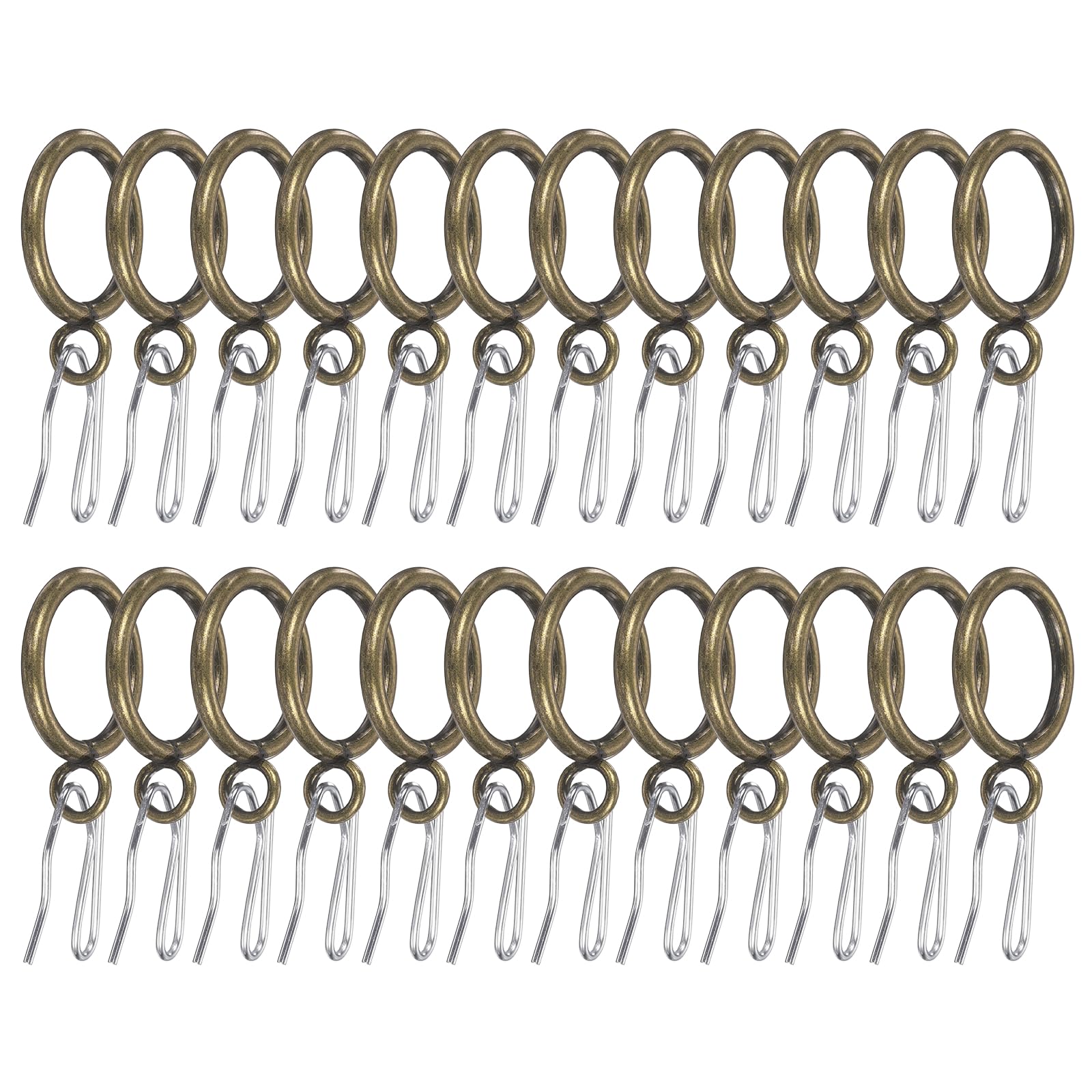sourcing map 24 Pcs Curtain Rings with Eyelet, Rustproof Metal Eyelet Drapery Rings with Metal Hook 25 mm Interior Diameter for Curtain Rods Hanging Drapes Clothing Hats Towels, Cyan
