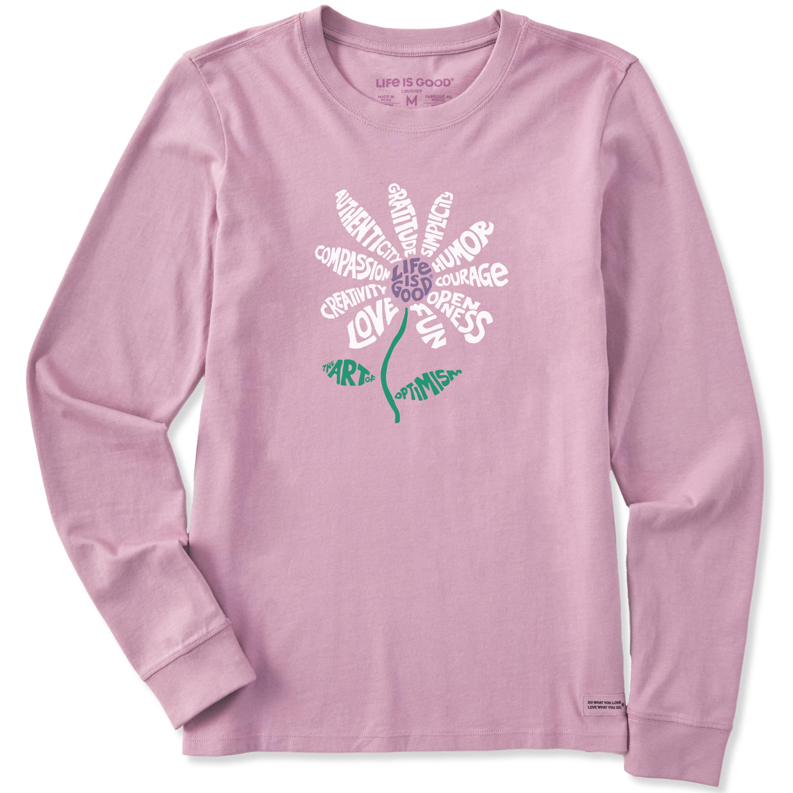 Life Is Good Women's Standard Crusher T, Long Sleeve Cotton Graphic Tee Shirt, Superpowers Daisy, Violet Purple