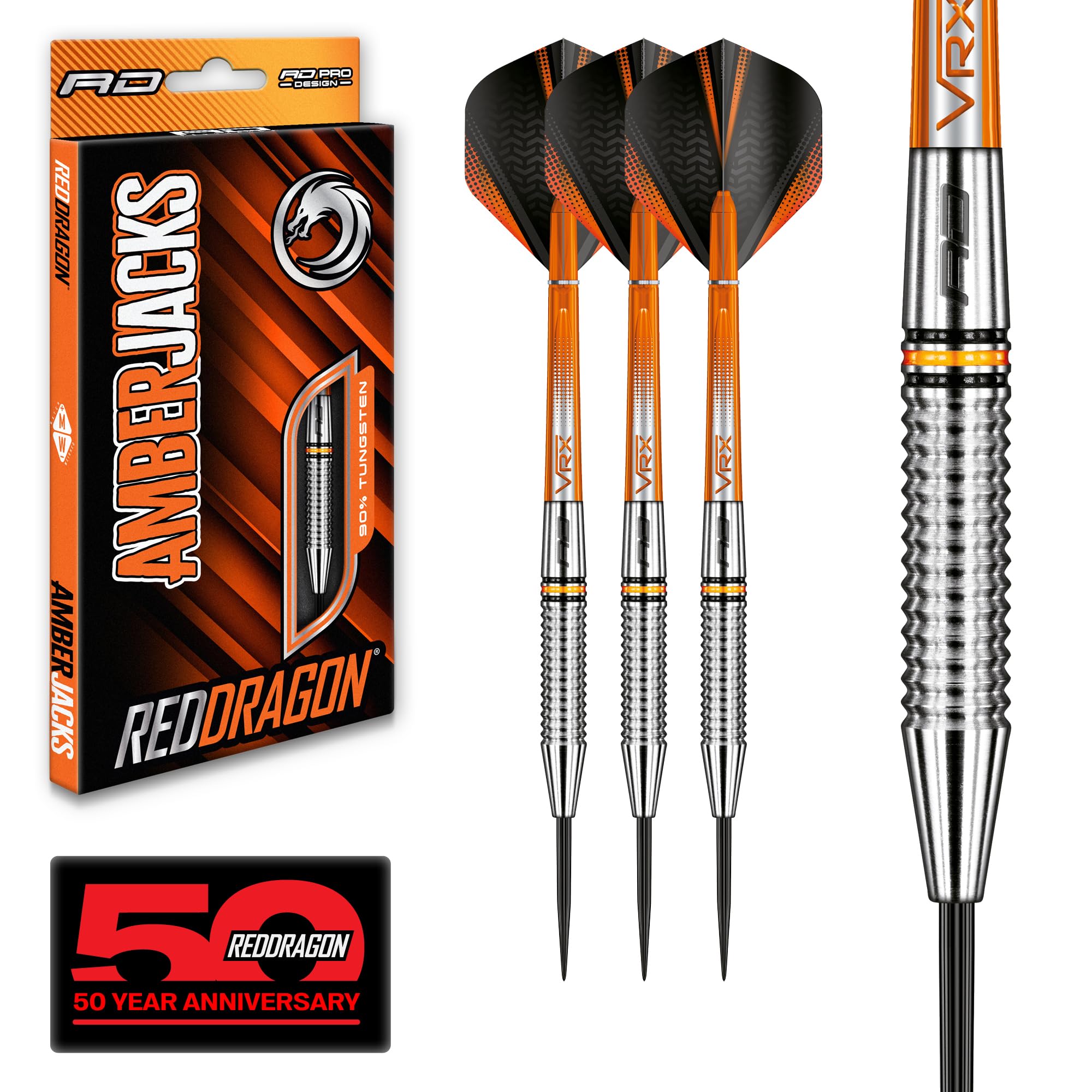 RED DRAGON Amberjack 17: 24g Tungsten Darts Set with Flights and Stems