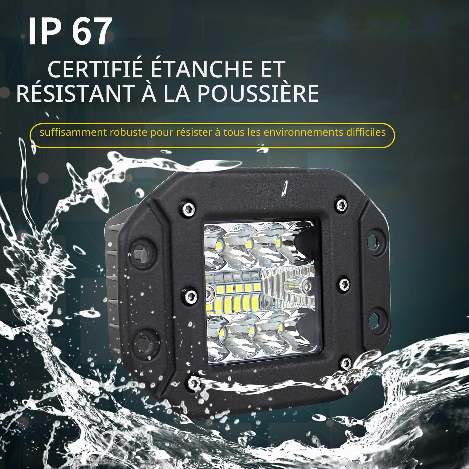 SKYWORLD 2 Pcs phare de travail led encastrable, 5 Pouces 42W 12V 24V projecteurs lumière Feux de Travail led pour Offroad Voiture camions SUV ATV 4x4 Tracteur Bateau,6000k feu antibrouillard | Faisceau combiné étroit et étroit - Pour 4 x 4 - Pour camion