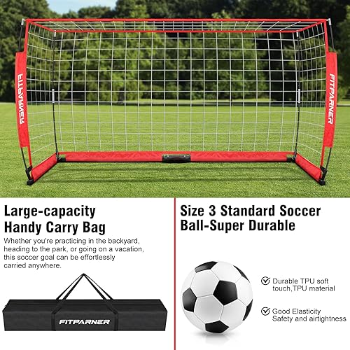 Miniatura 5 de 8x6ft,12x6ft Soccer Goals for Backyard,Portable Soccer Goal Training Equipment,Collapsible Metal Base Soccer Net Set,1 Goal +1 Soccer Ball + 6 Cones