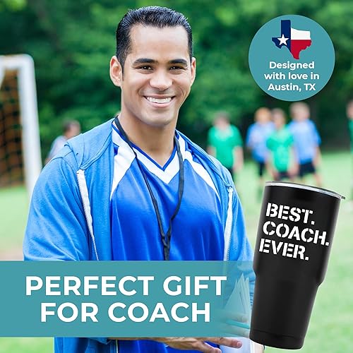 Miniatura 6 de KEDRIAN Vaso de 30 onzas con texto en inglés "Best Coach Ever", regalos de agradecimiento para entrenadores, regalos para hombres, regalo para el