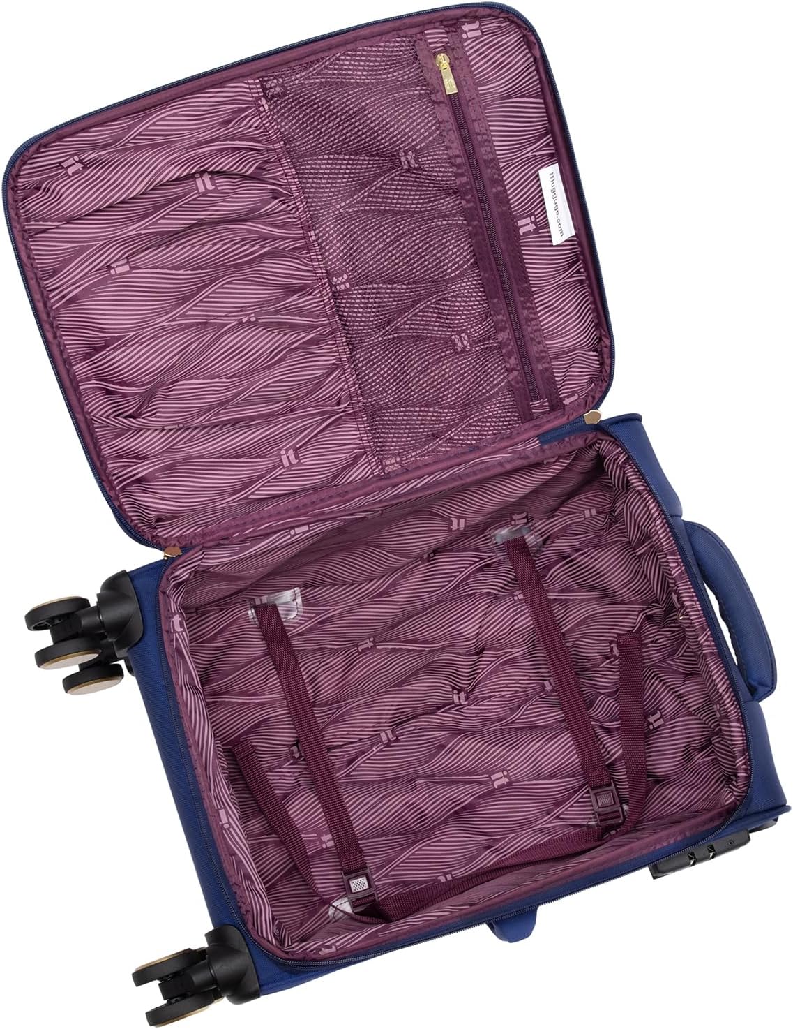 It Luggage Glimmering 22" Softside Carry-On 8 Wheel Expandable Spinner, Ocean Cavern