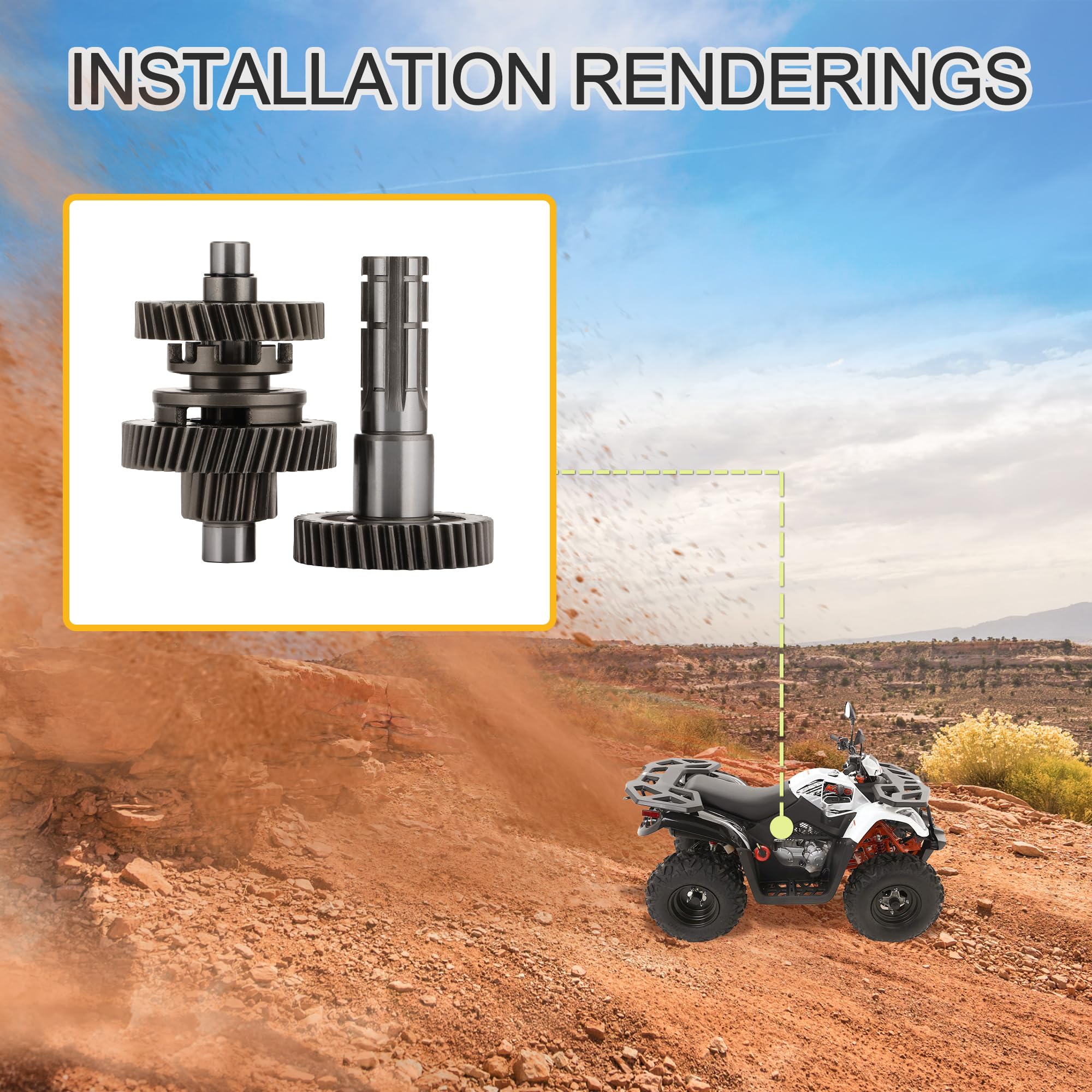 GOOFIT Engranaje de Transmisión del Motor 17T, Eje de Engranaje Intermedio Secundario de la Caja Externa Reemplazo para Gy6 ATV 200 200cc AU200 LX200M CVT LC162FMK E 200 ATV Go Kart