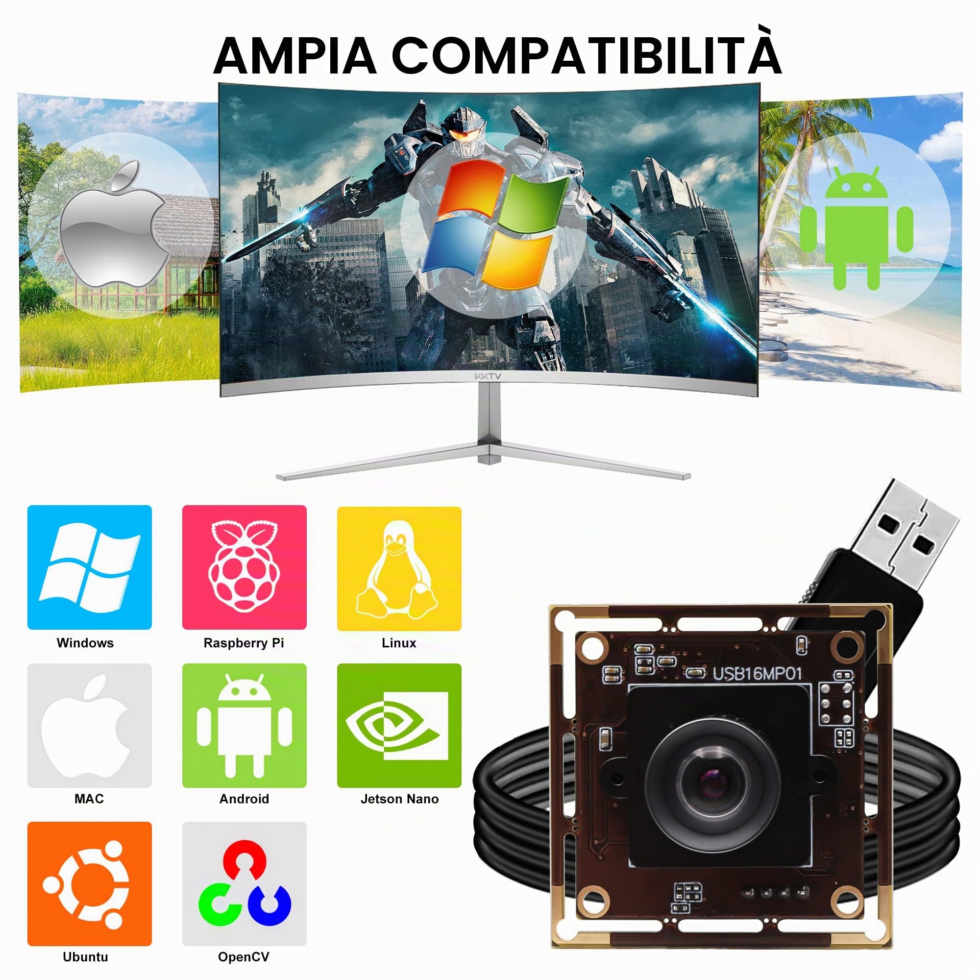 SVPRO Fotocamera USB da 16 MP con obiettivo manuale da 5 a 50 mm, 10 zoom ottico per computer portatile, max 4656 x 3496, sensore IMX298, macchina vision, telecamera industriale per Windows, Linux SVPRO Fotocamera USB da 16 MP con obiettivo manuale da 5 a 50 mm, 10 zoom ottico per computer portatile, max 4656 x 3496, sensore IMX298, macchina vision, telecamera industriale per Windows, Linux
