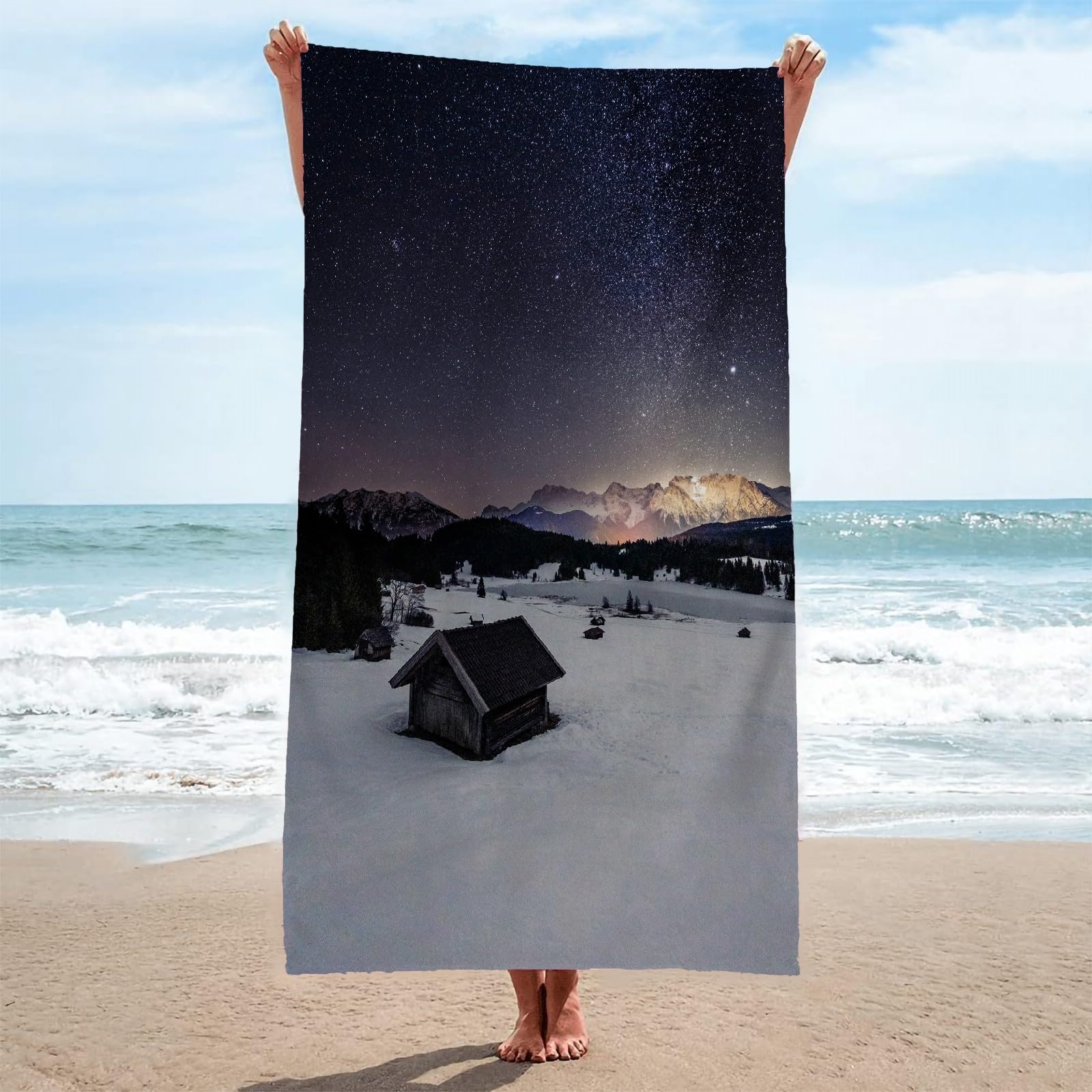 Toalla Playa Cielo Estrellado Toallas Playa Grande Microfibra Anti Arena Aldea Playa Toallas para NiñA NiñO Adulto Piscina Toalha de Praia Mujer Hombre 100x200cm