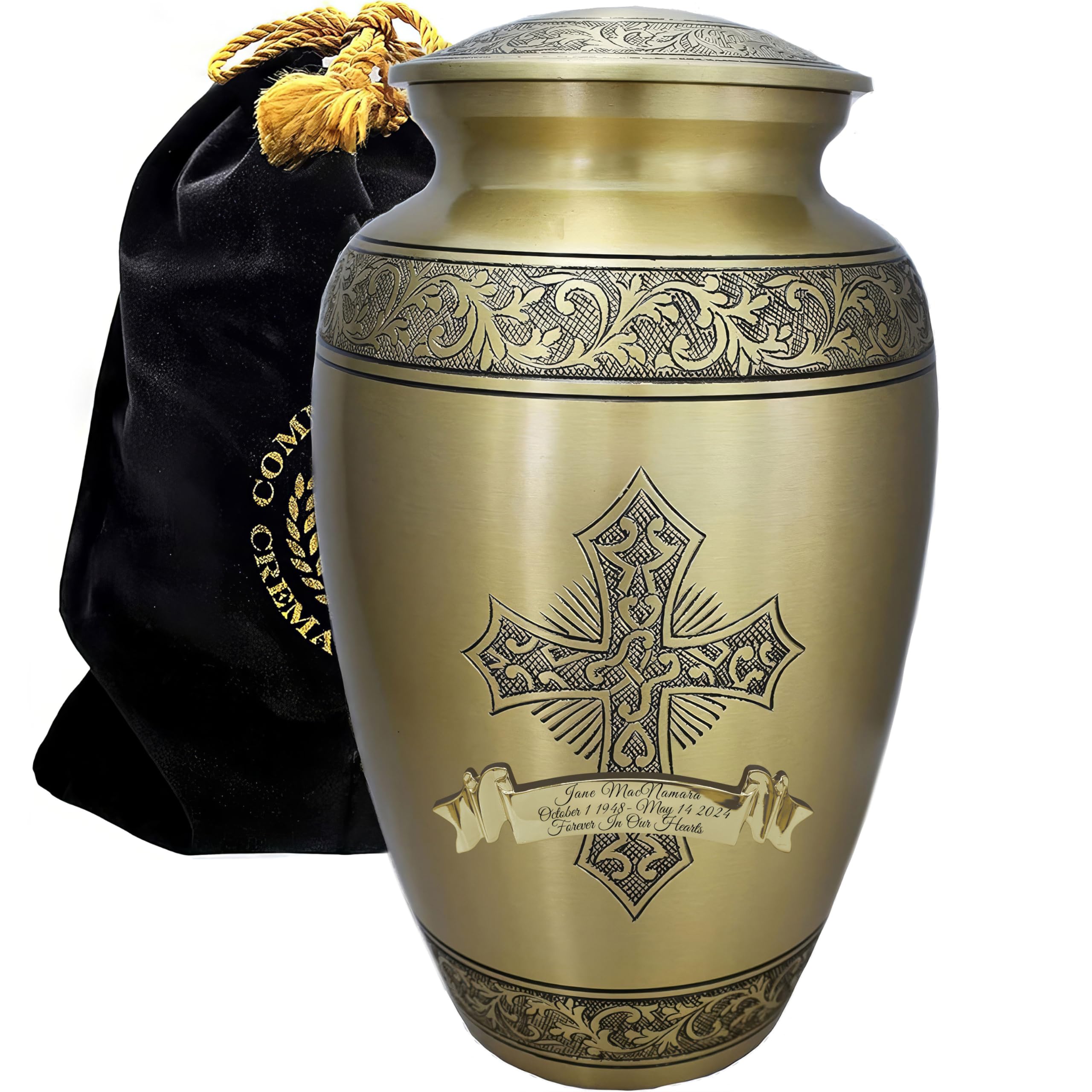 Gold Cross Cremation Urns for Human Ashes Adult Female &amp; Male Urns
