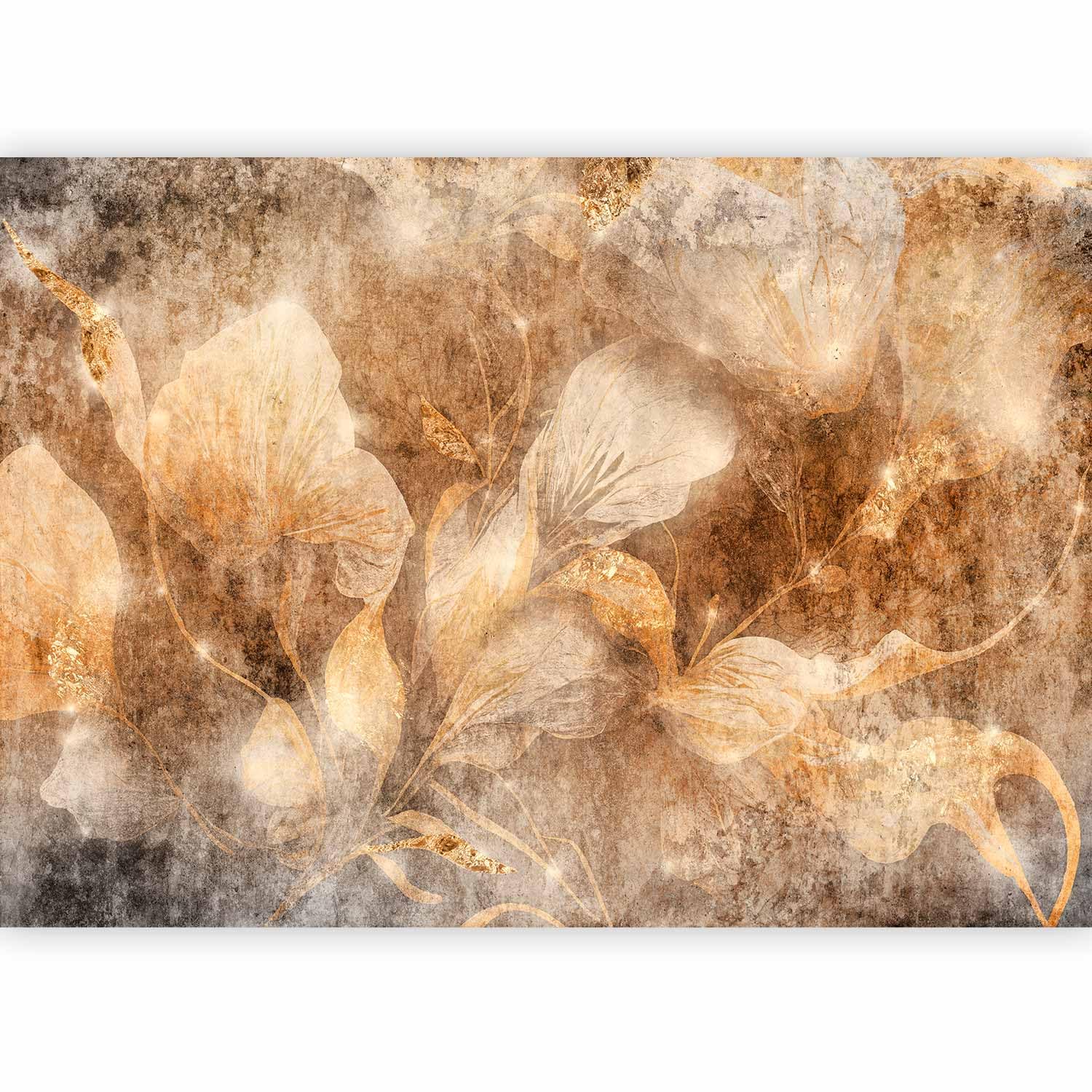 artgeist Wall Mural Botanical Leaves 138x101 in - Non-Woven Wallpaper Fleece Wall Decor Photo Print Picture Image Design Home Mural Concrete Abstract b-C-10349-a-a