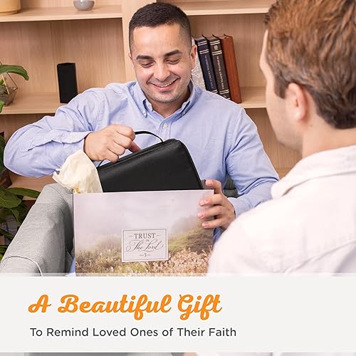 Miniatura 149 de Funda de lona para hombres y mujeres con cremallera para Biblia o libro con asa. Azul marino/Be Still