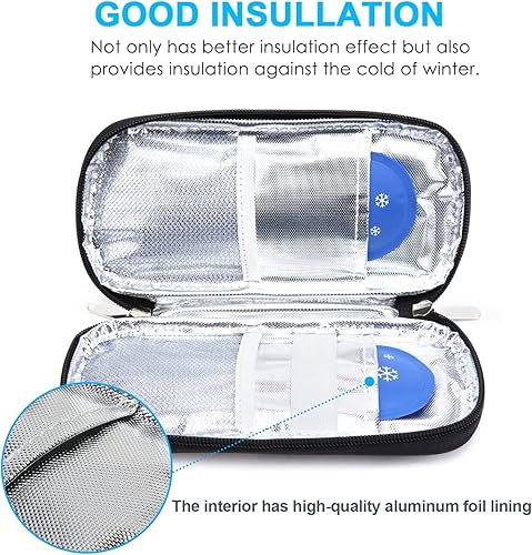 Miniatura 5 de YOUSHARES Estuche de viaje para enfriador de insulina, organizador con aislamiento para diabéticos, bolsa de refrigeración portátil para aislamiento
